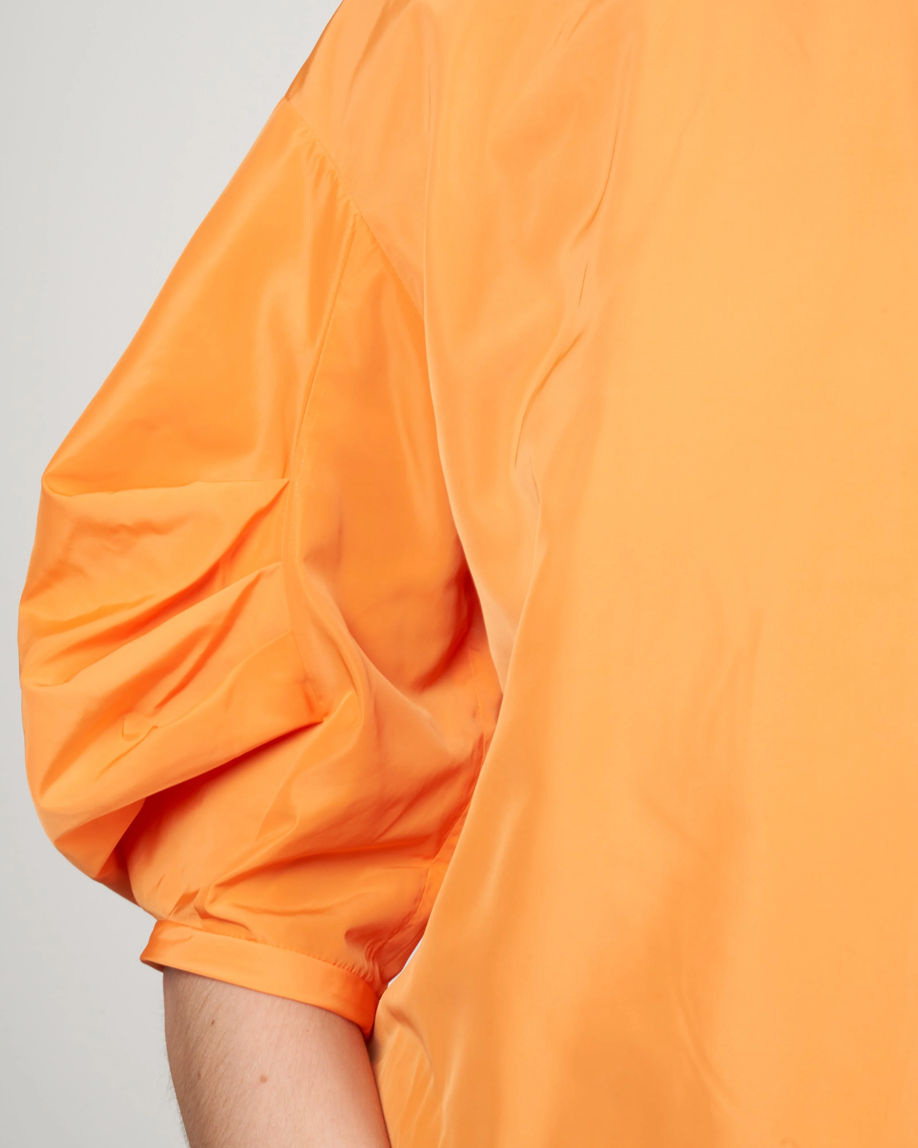 italian sporty nylon pleat sleeve top - orange - Image 5