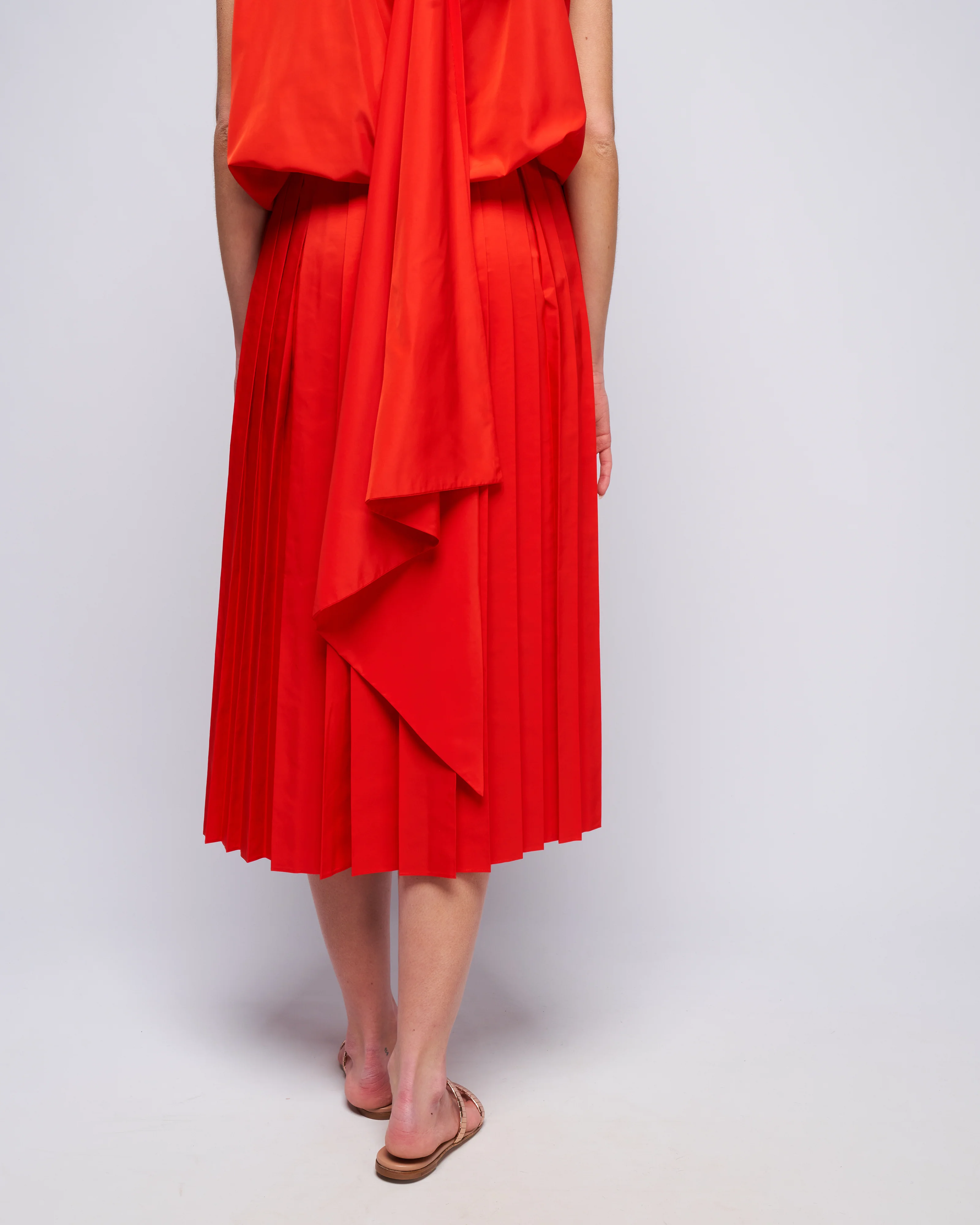 italian sporty nylon pleated pullon skirt - red - Image 4