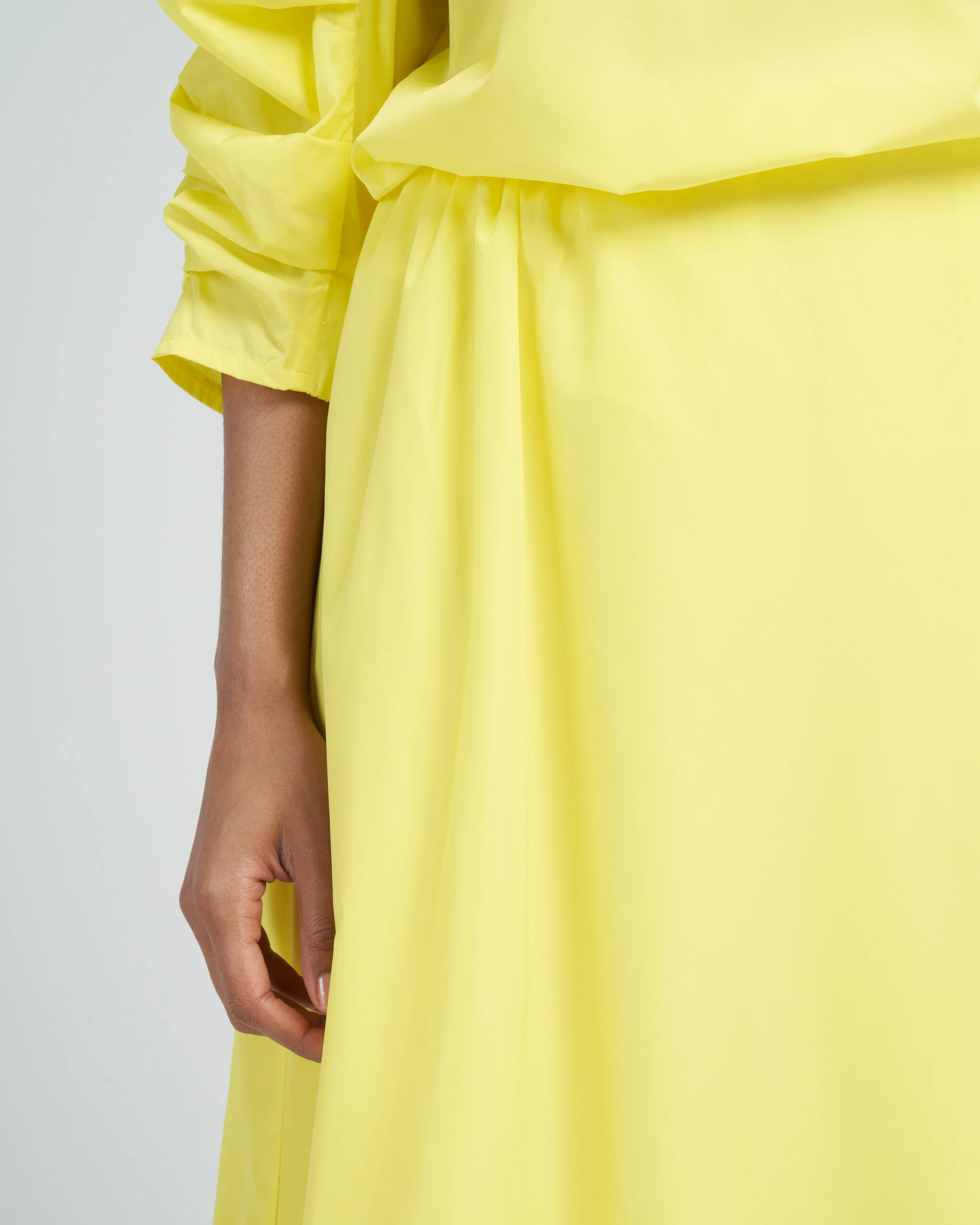 italian sporty nylon side shirred circle skirt - yellow - Image 5