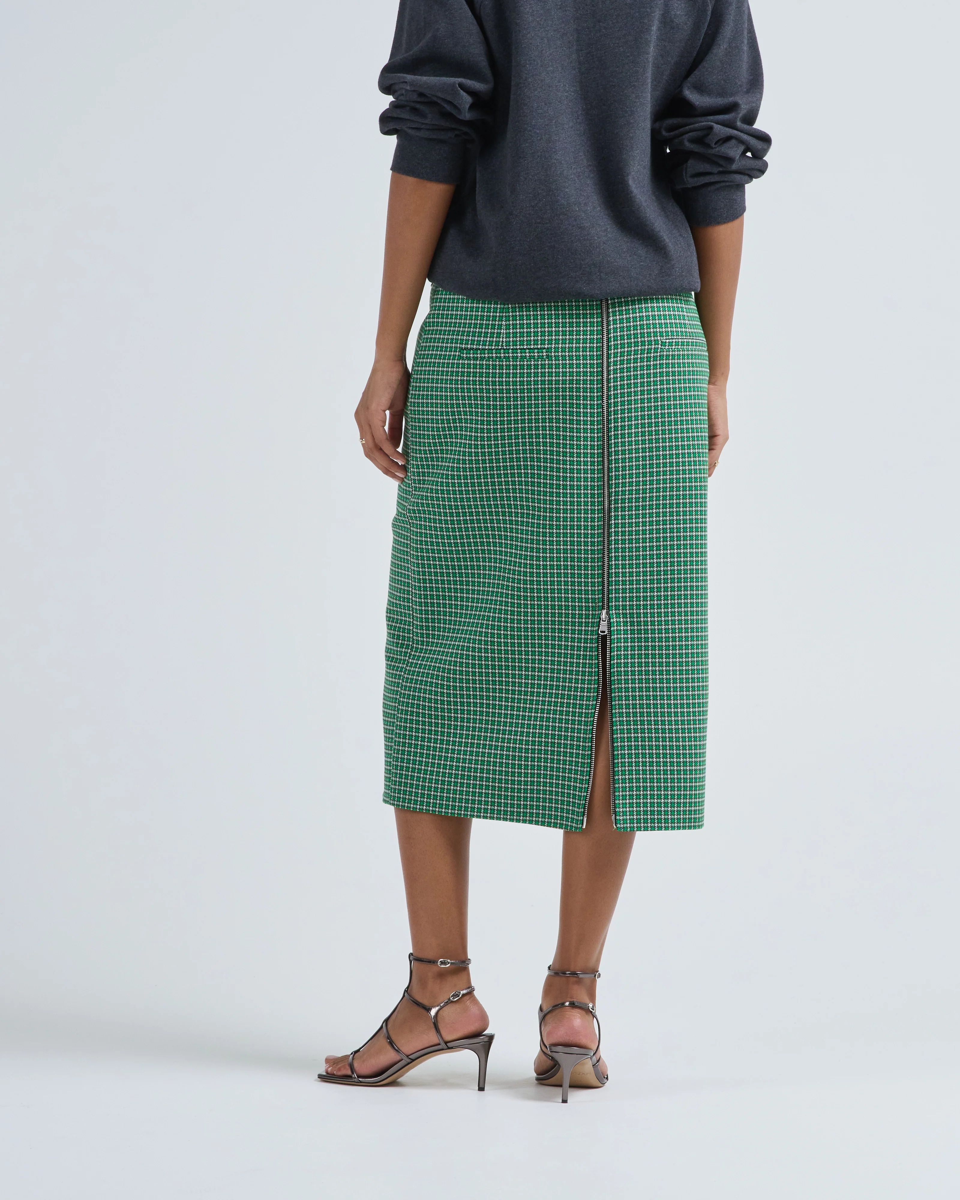 leon check midi trouser zip skirt - Image 2