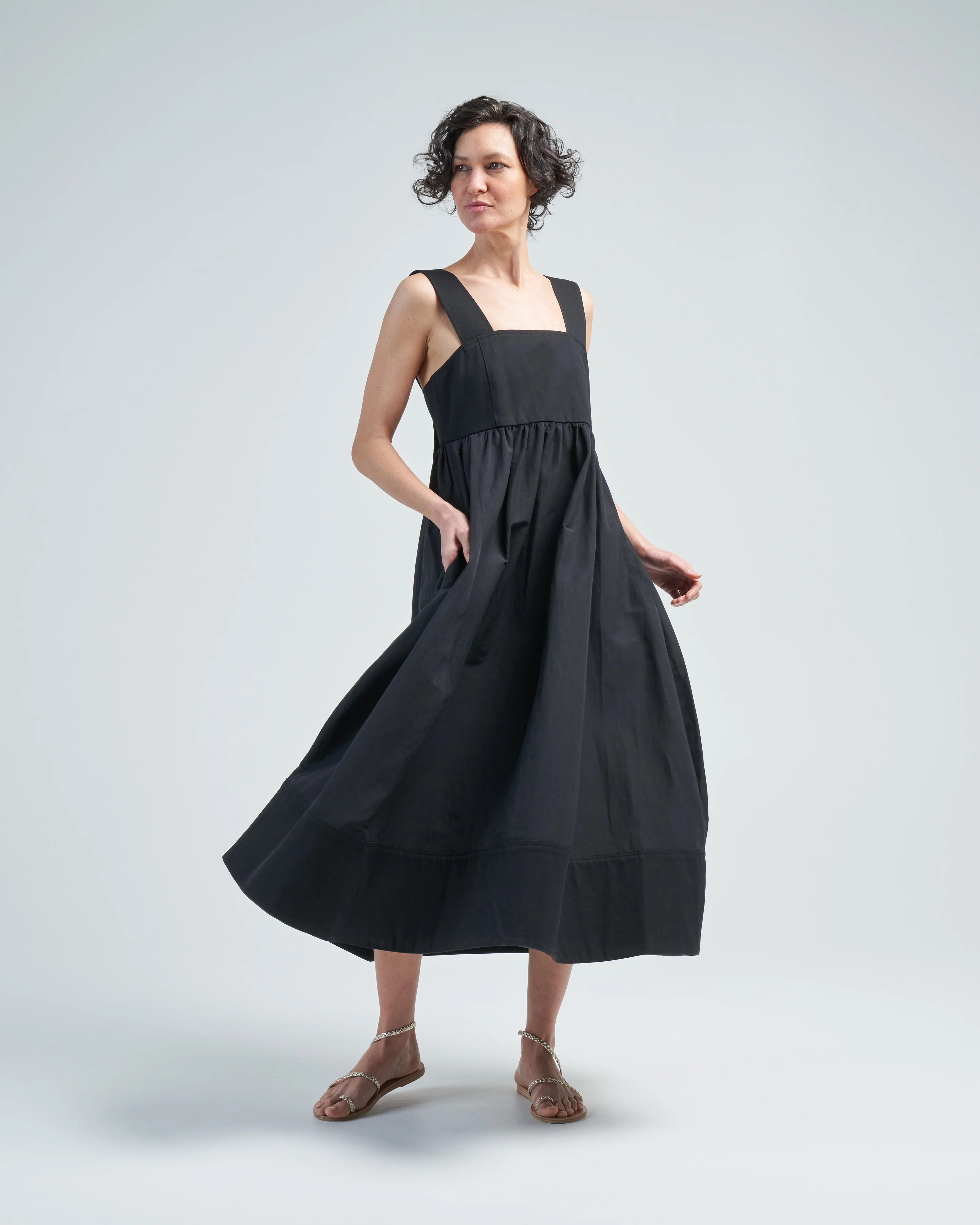 linen cotton voile sculpted dress - Image 3