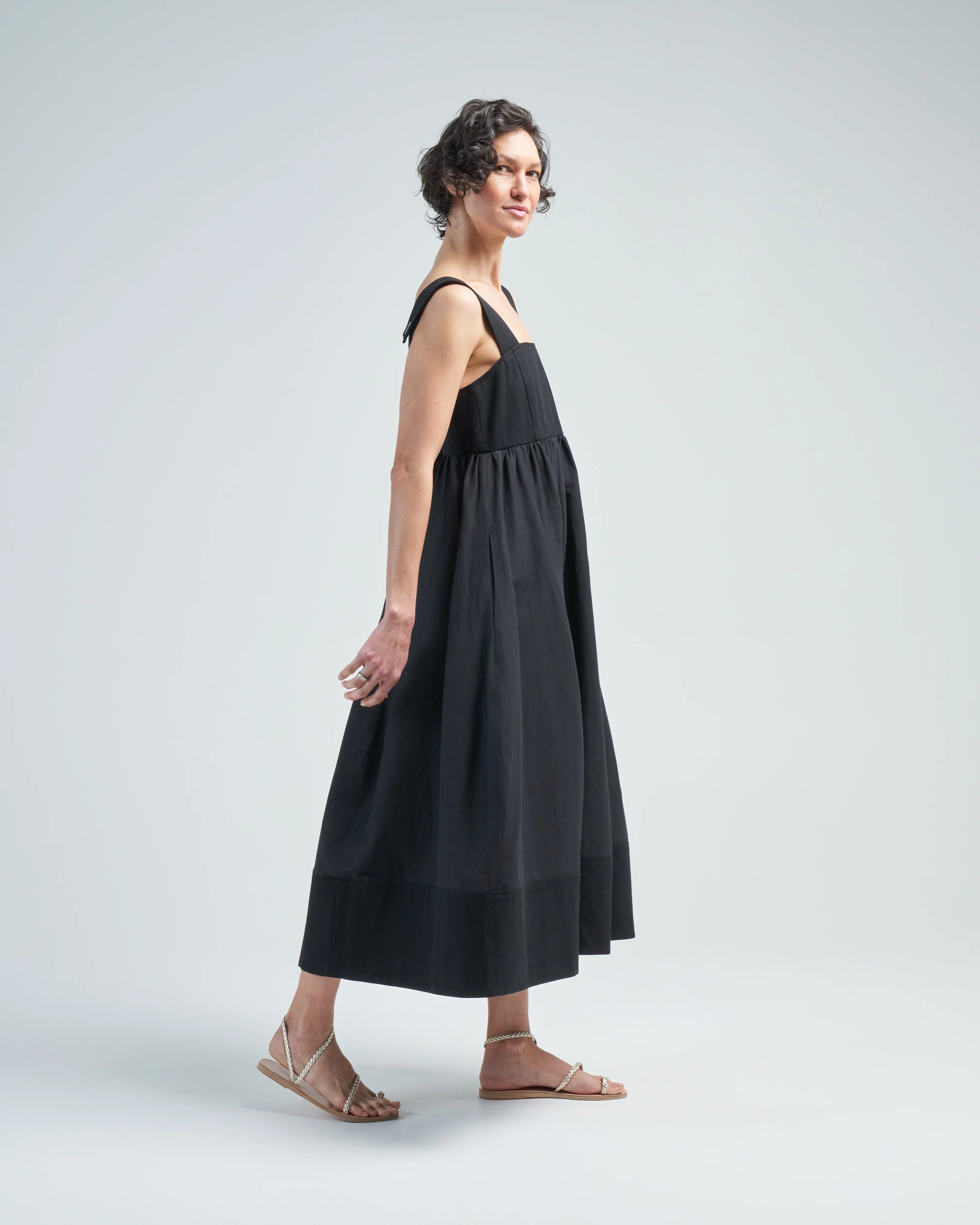 linen cotton voile sculpted dress - Image 4