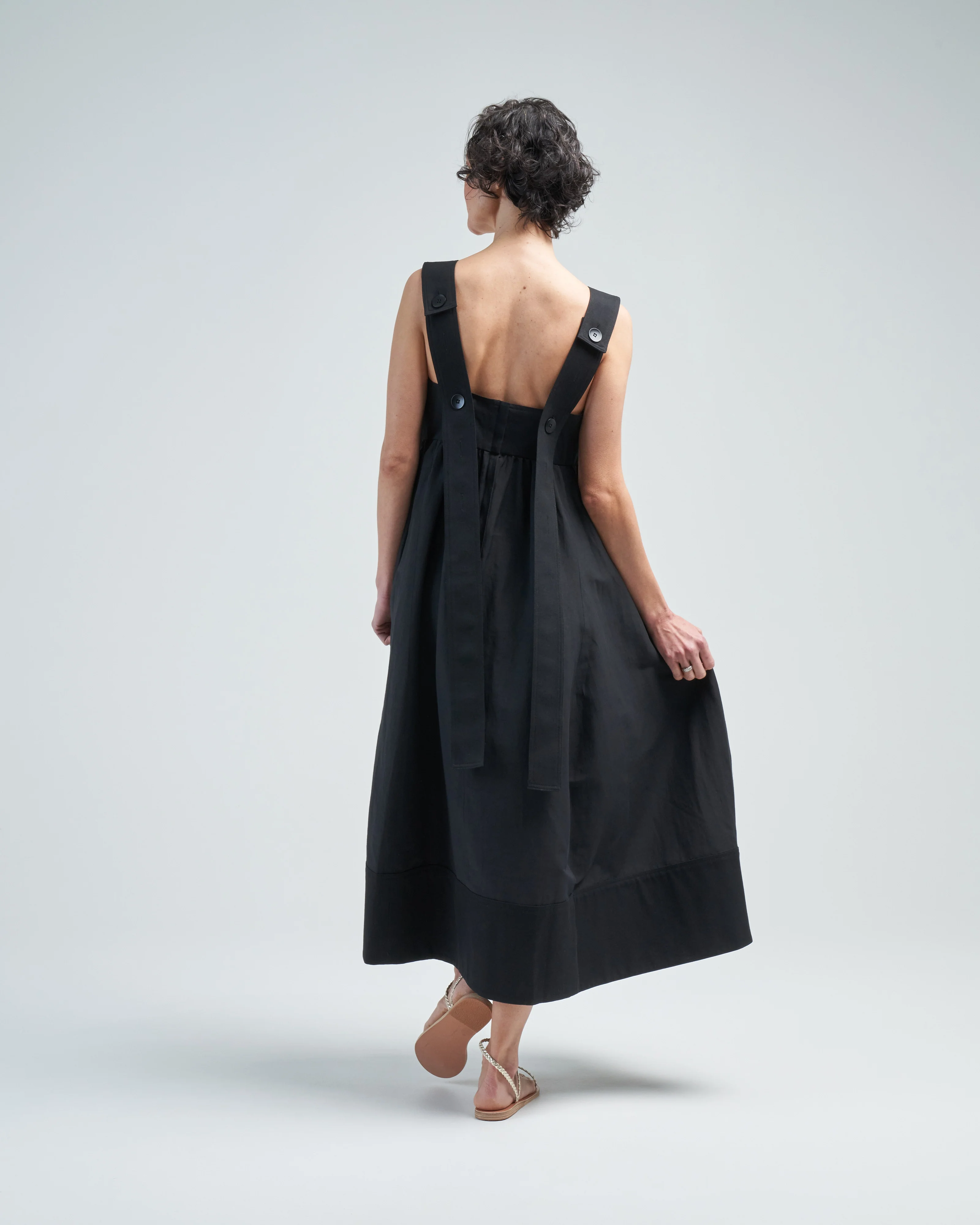 linen cotton voile sculpted dress - Image 5