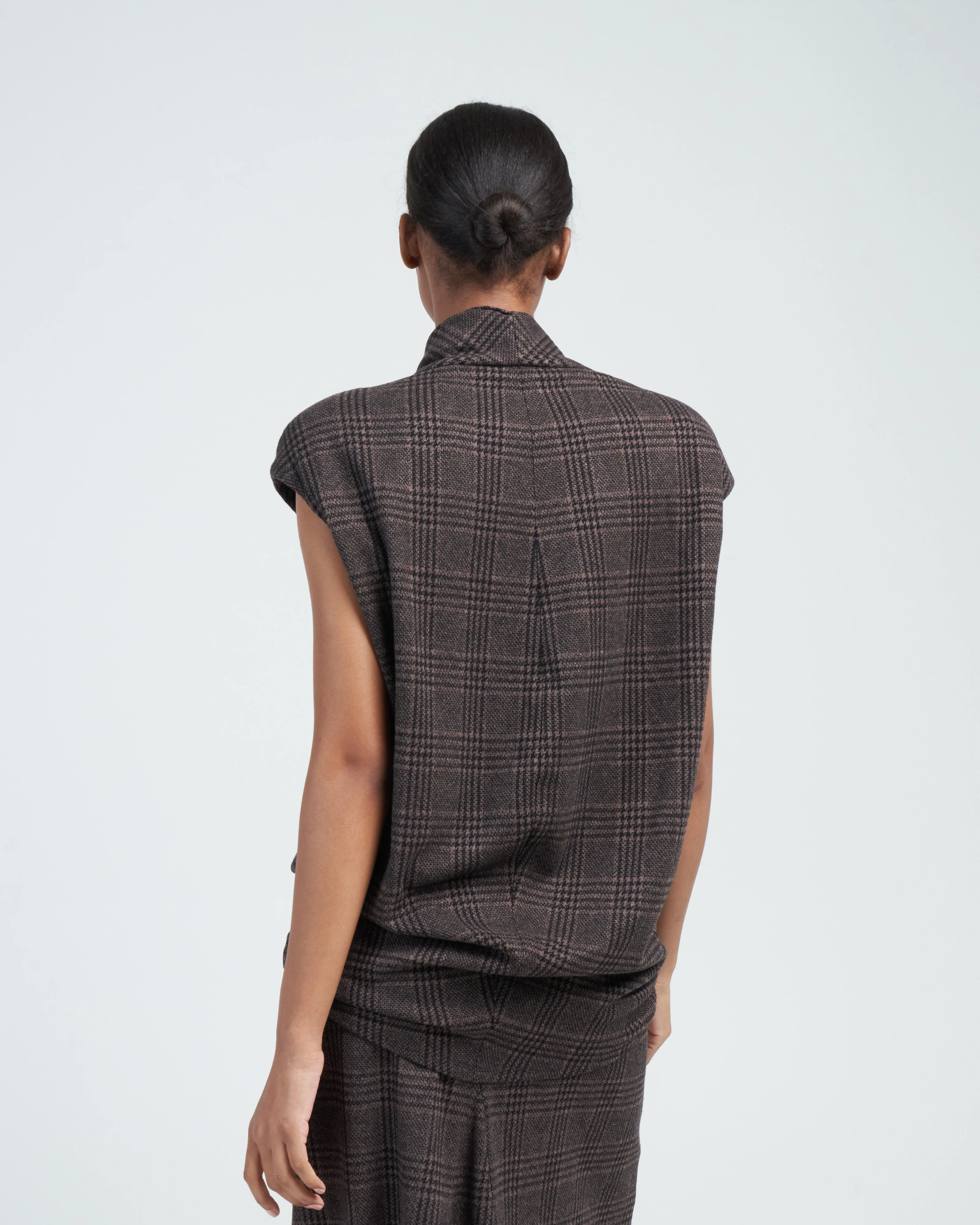 lutz knit cowl neck sleeveless top - brown/black multi - Image 4