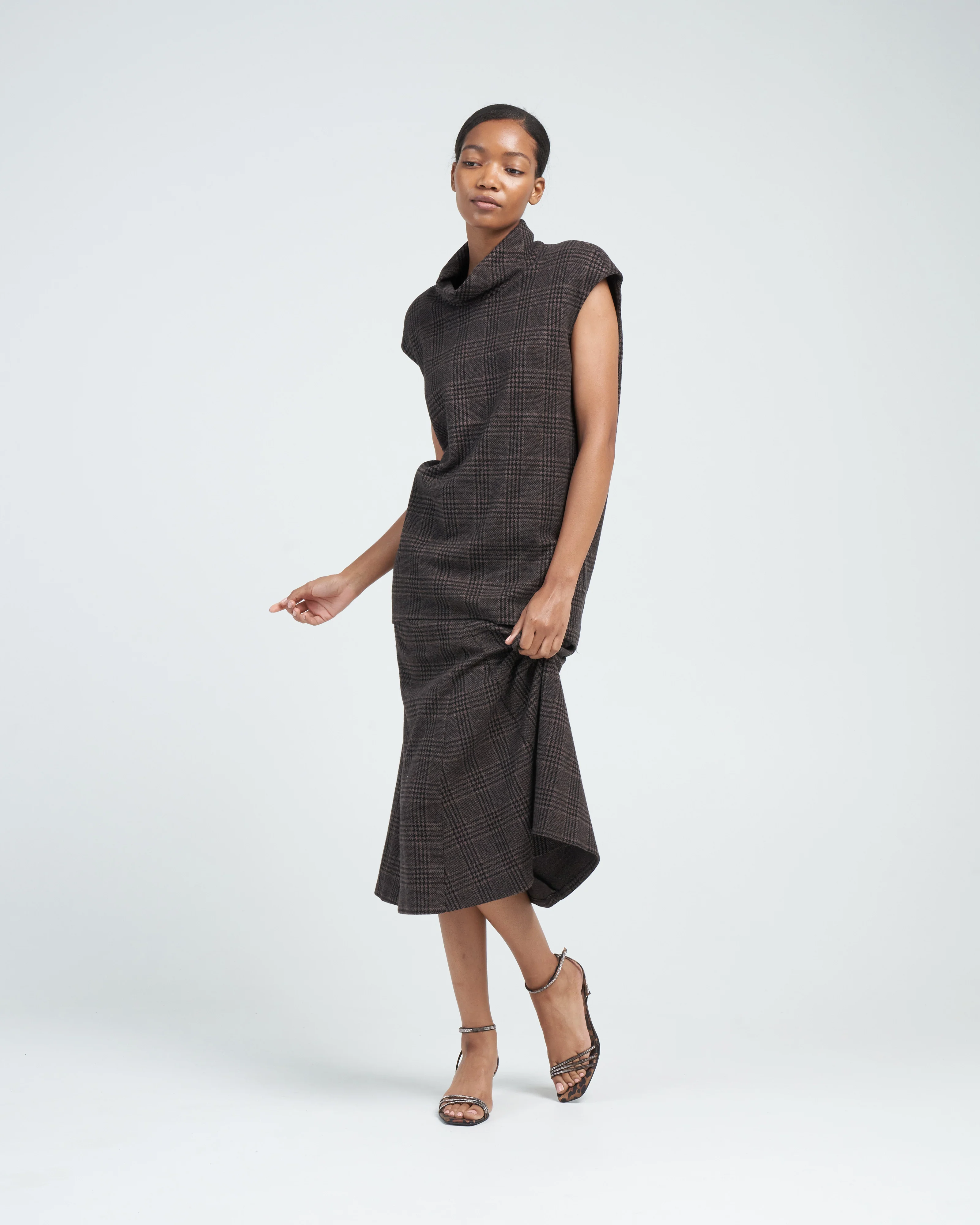 lutz knit godet midi skirt - brown/black multi - Image 2