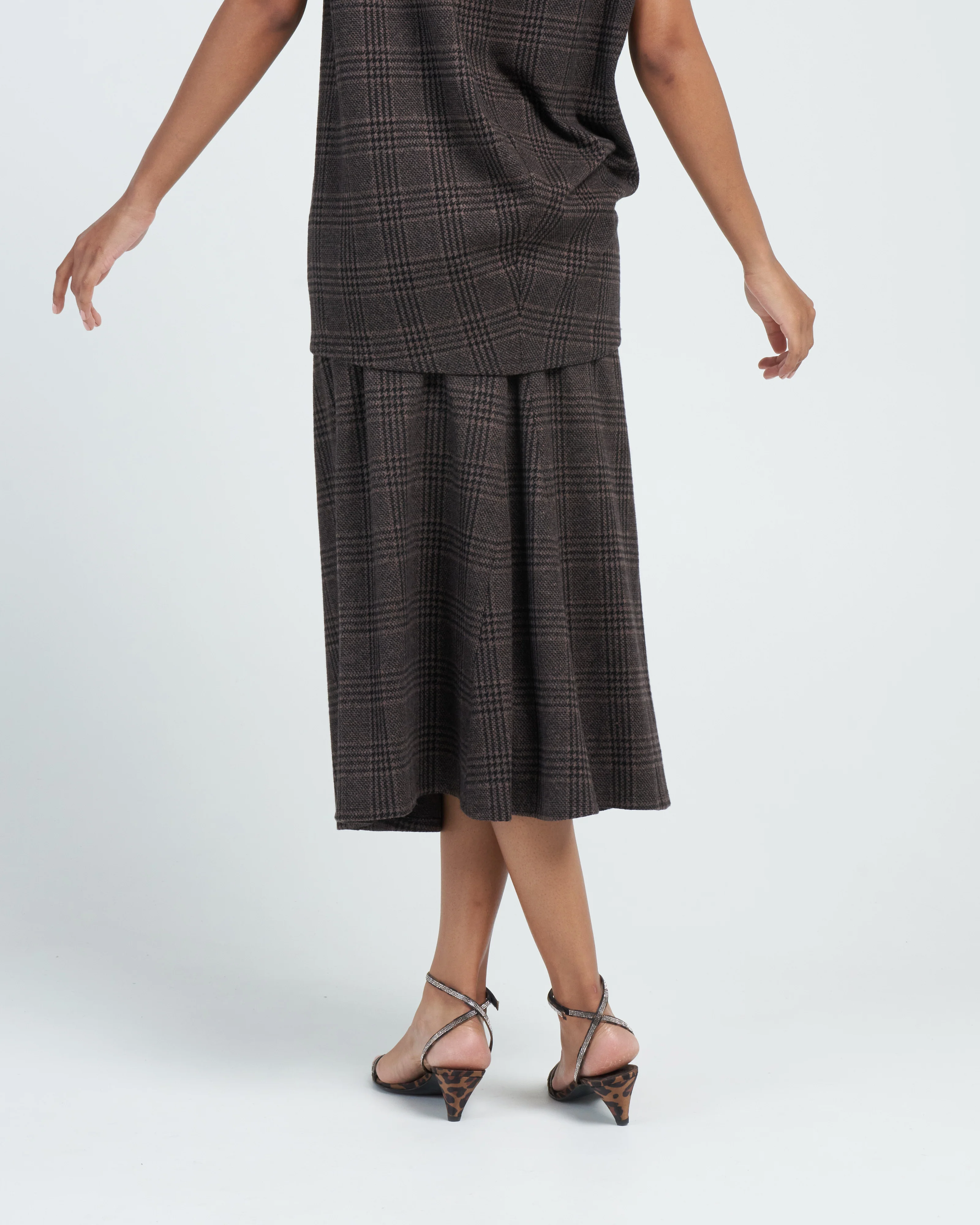 lutz knit godet midi skirt - brown/black multi - Image 4