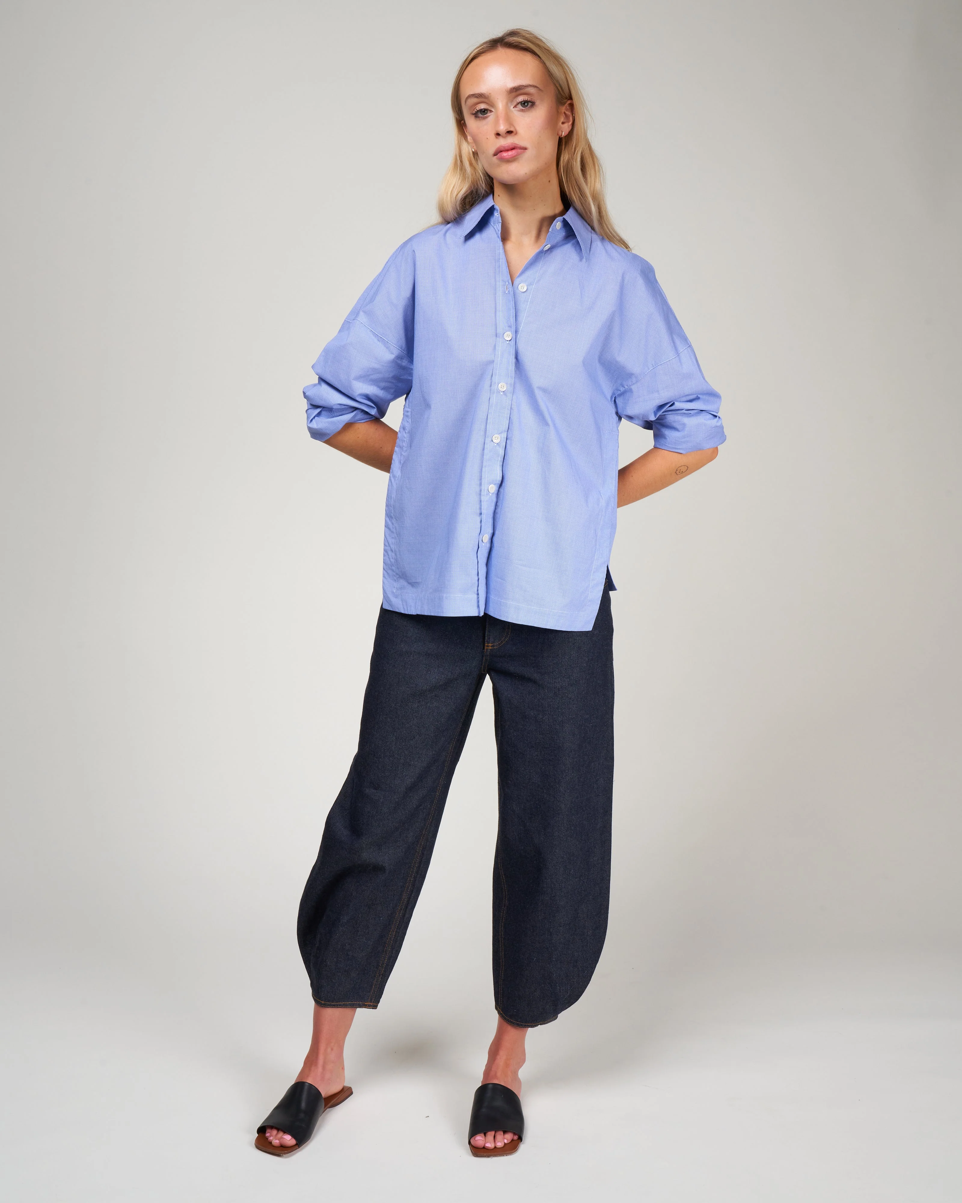 menswear check oversized shirt - blue multi - Image 2