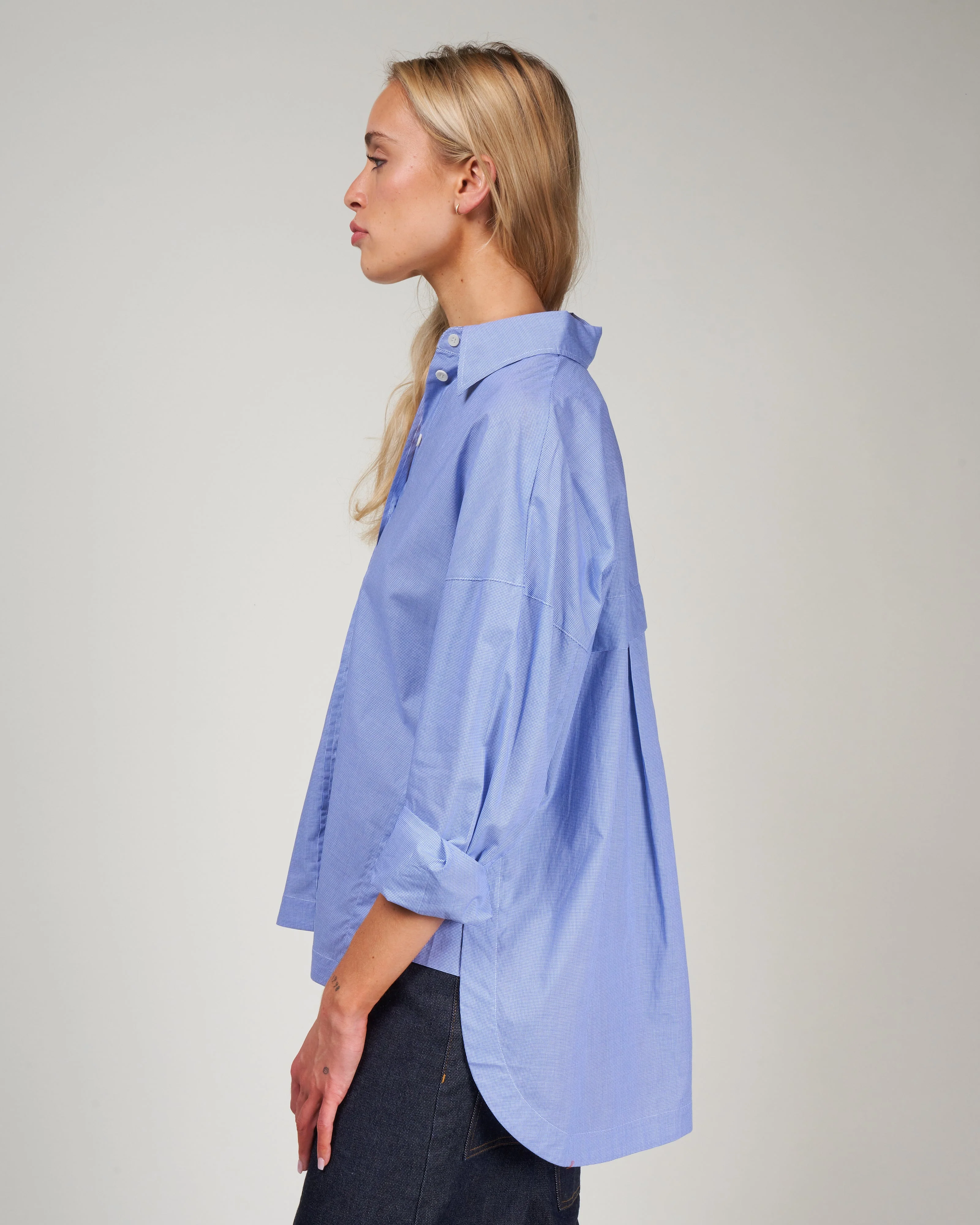 menswear check oversized shirt - blue multi - Image 3