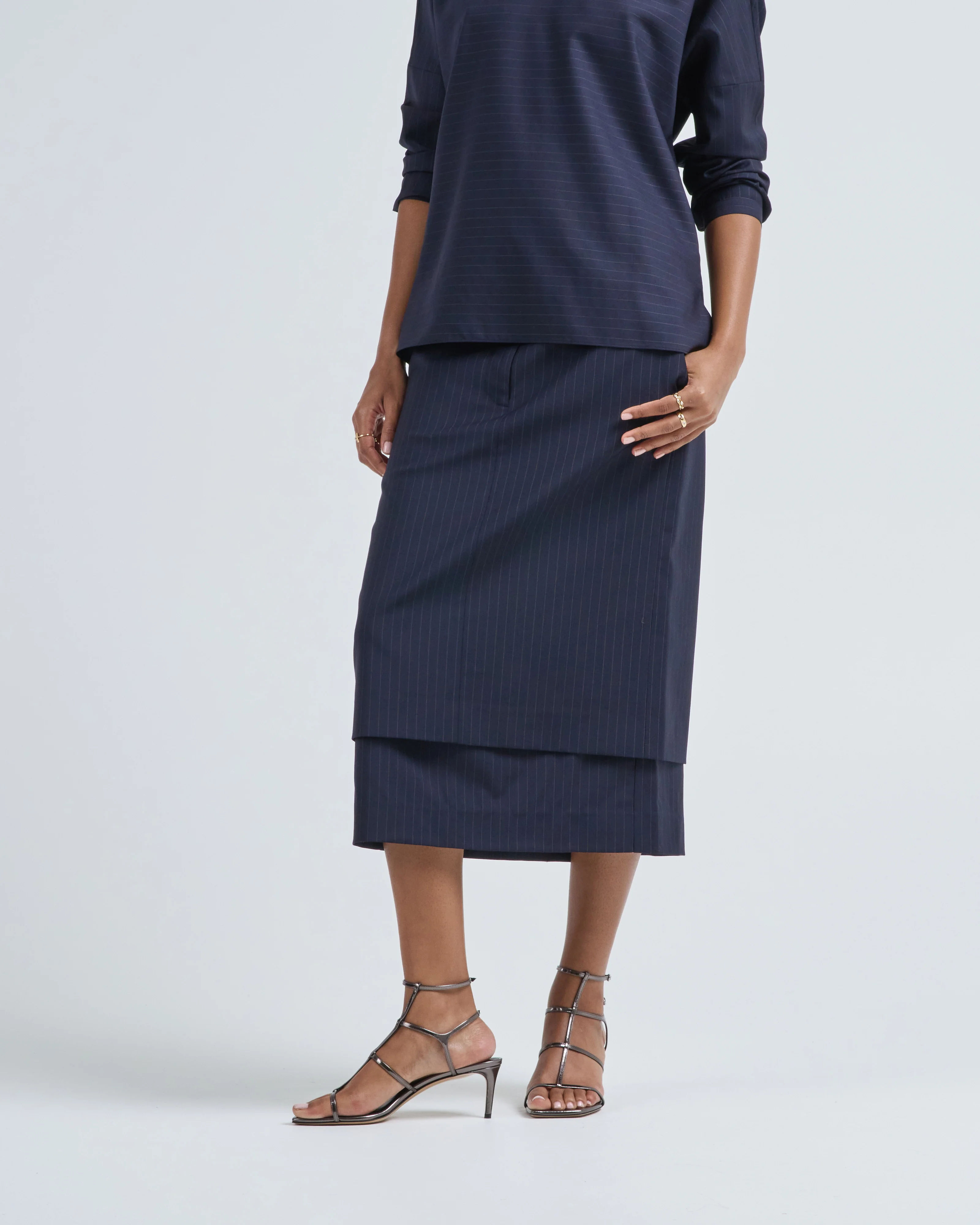 mier pinstripe convertible skirt - Image 2