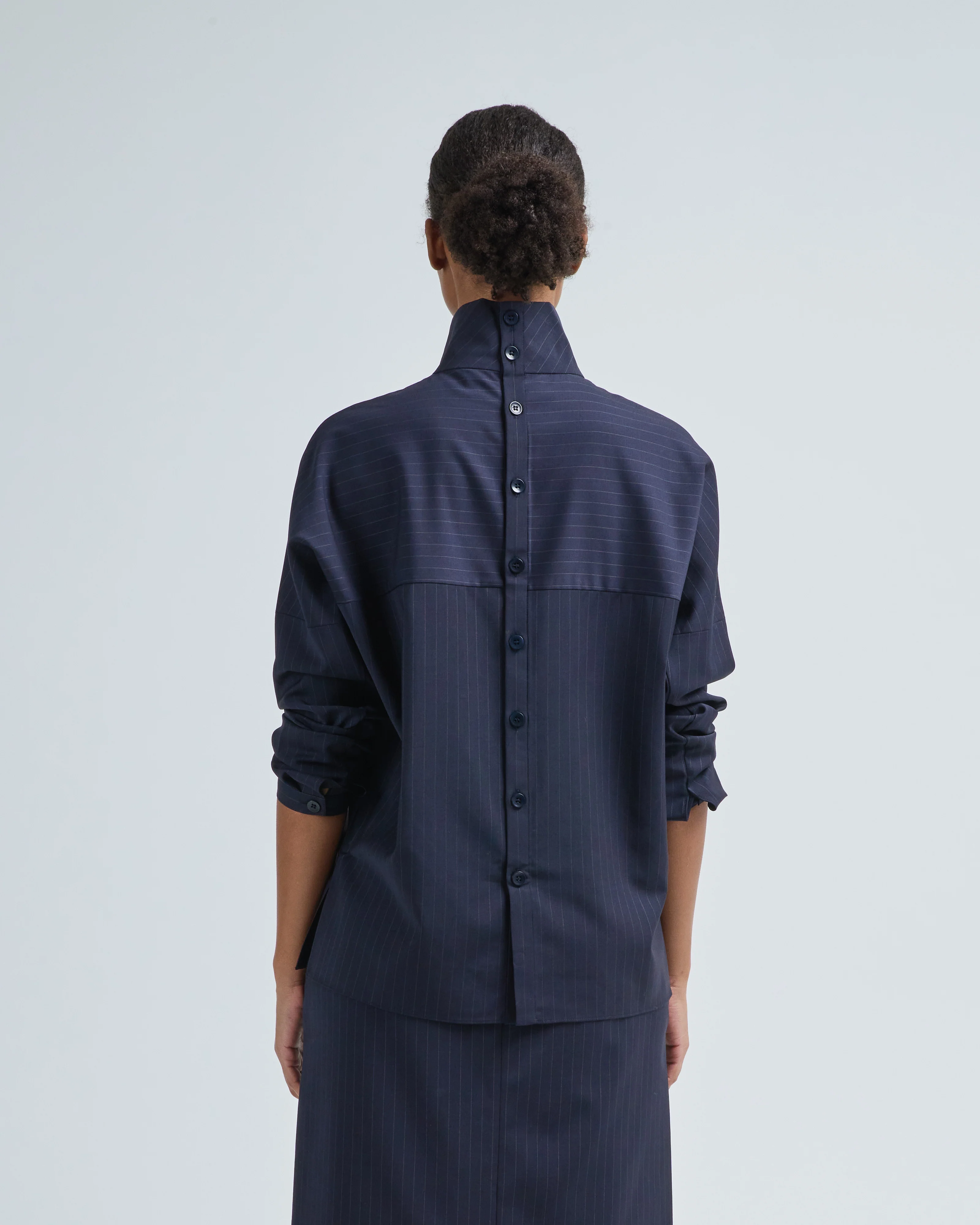 mier pinstripe funnel neck dolman sleeve top - Image 2
