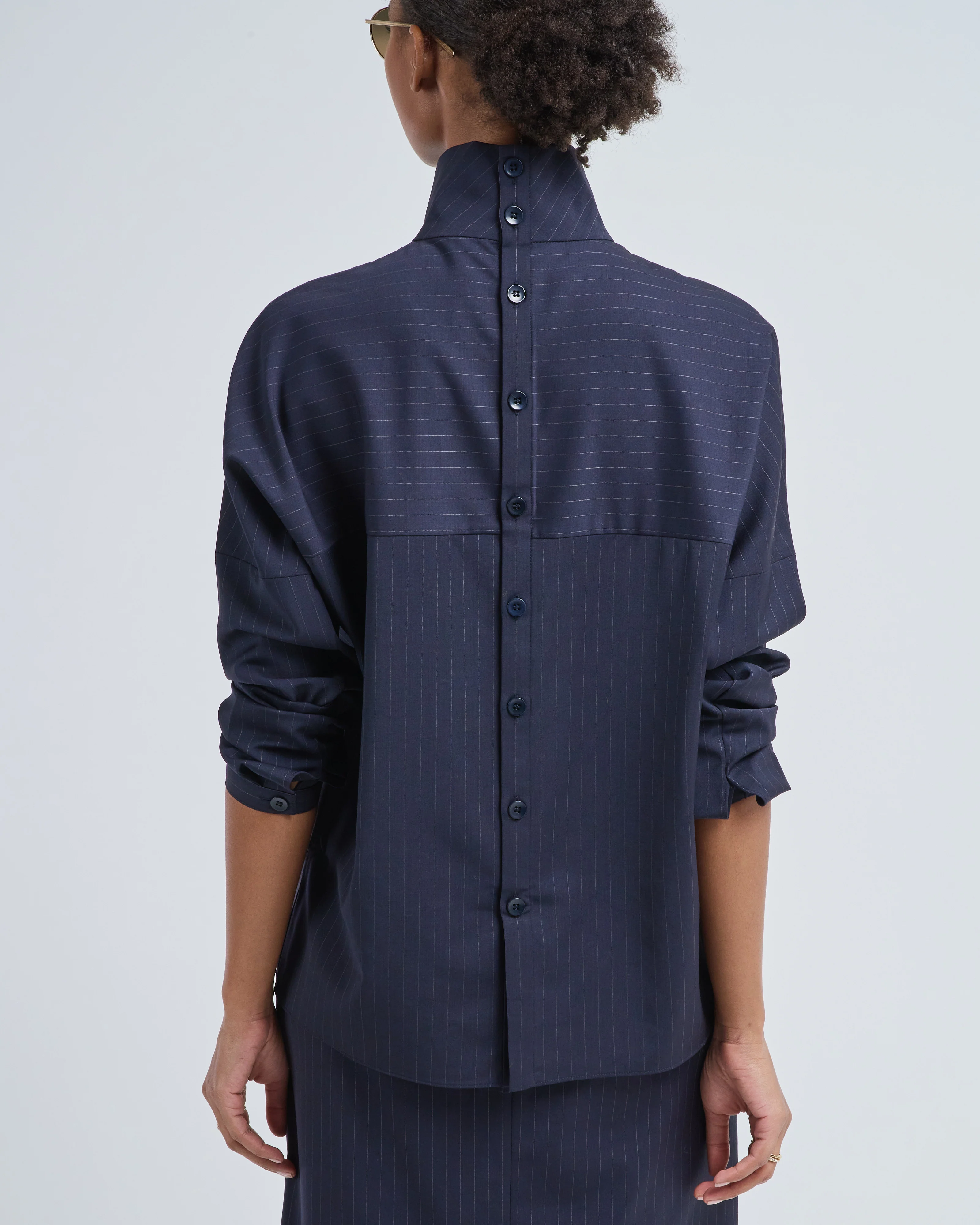 mier pinstripe funnel neck dolman sleeve top - Image 5