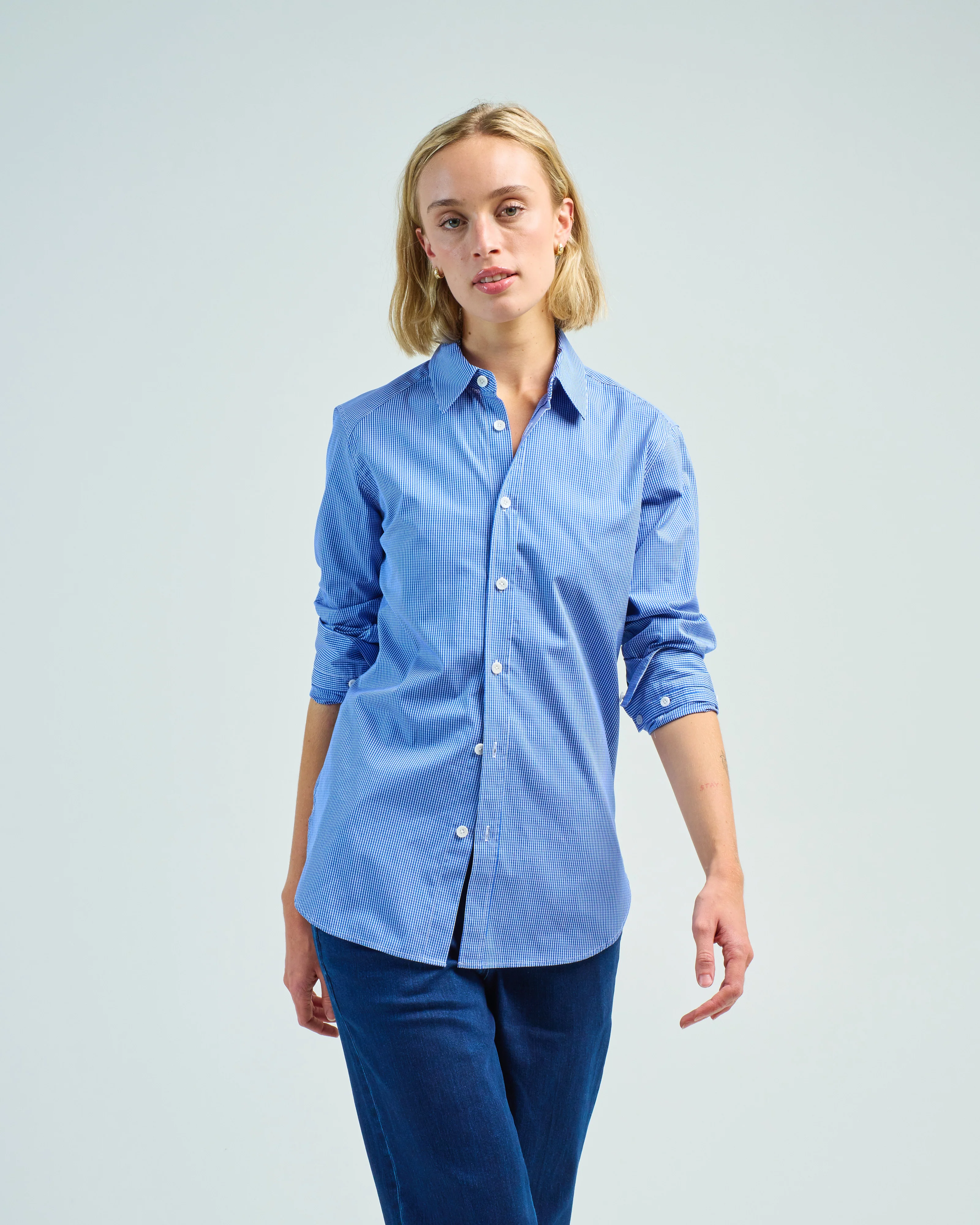 mini check shirting detached slim shirt - Image 2