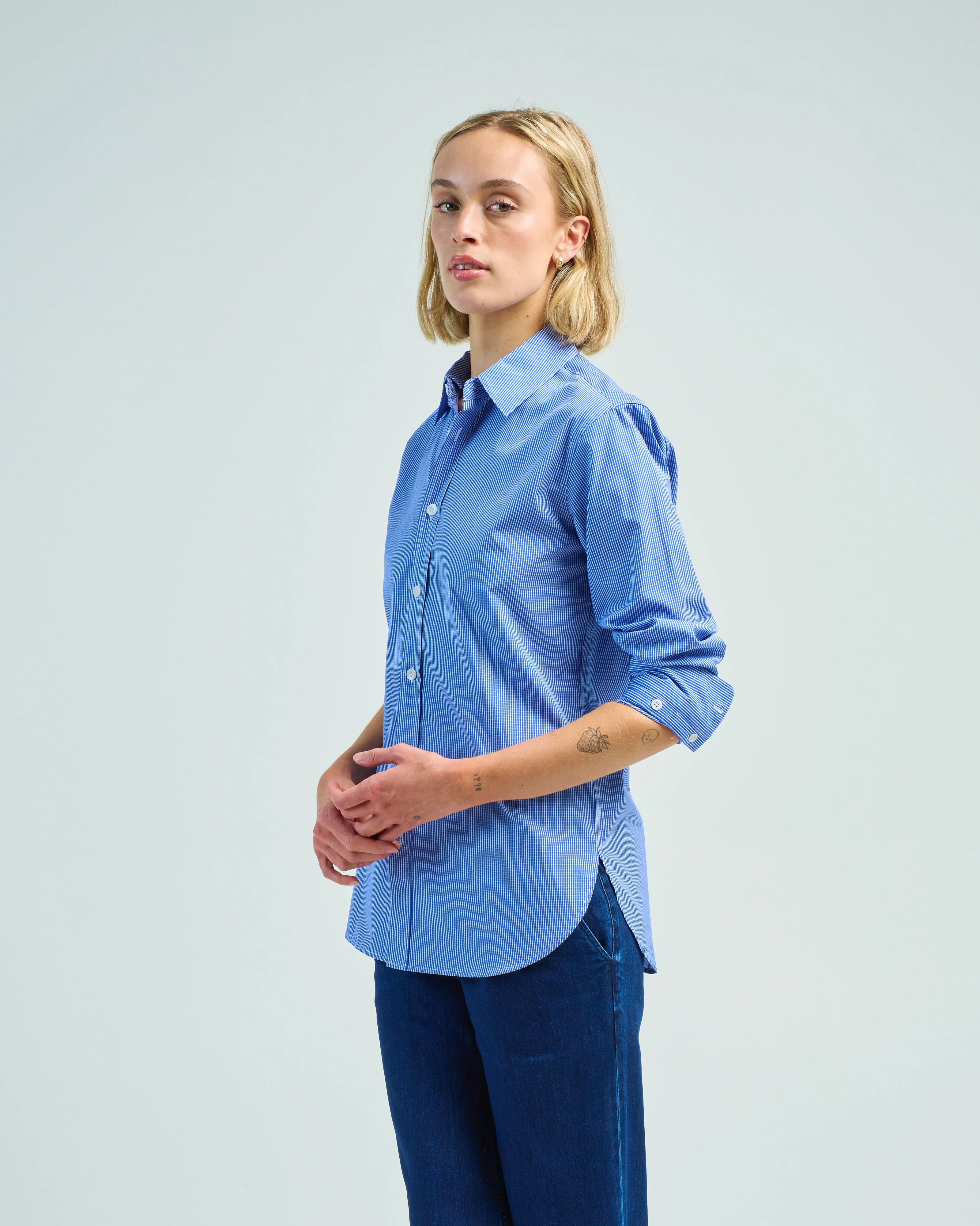mini check shirting detached slim shirt - Image 3