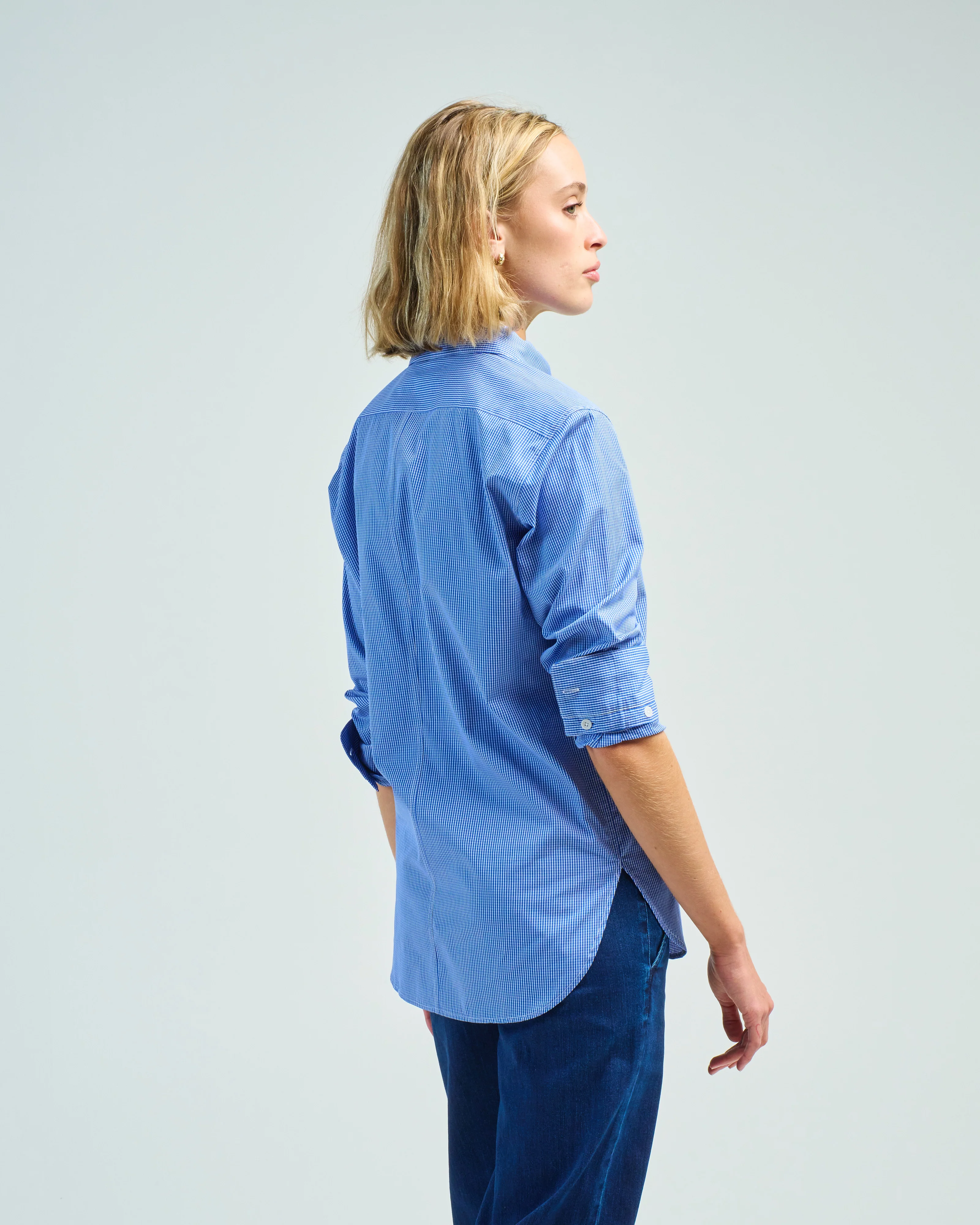 mini check shirting detached slim shirt - Image 4