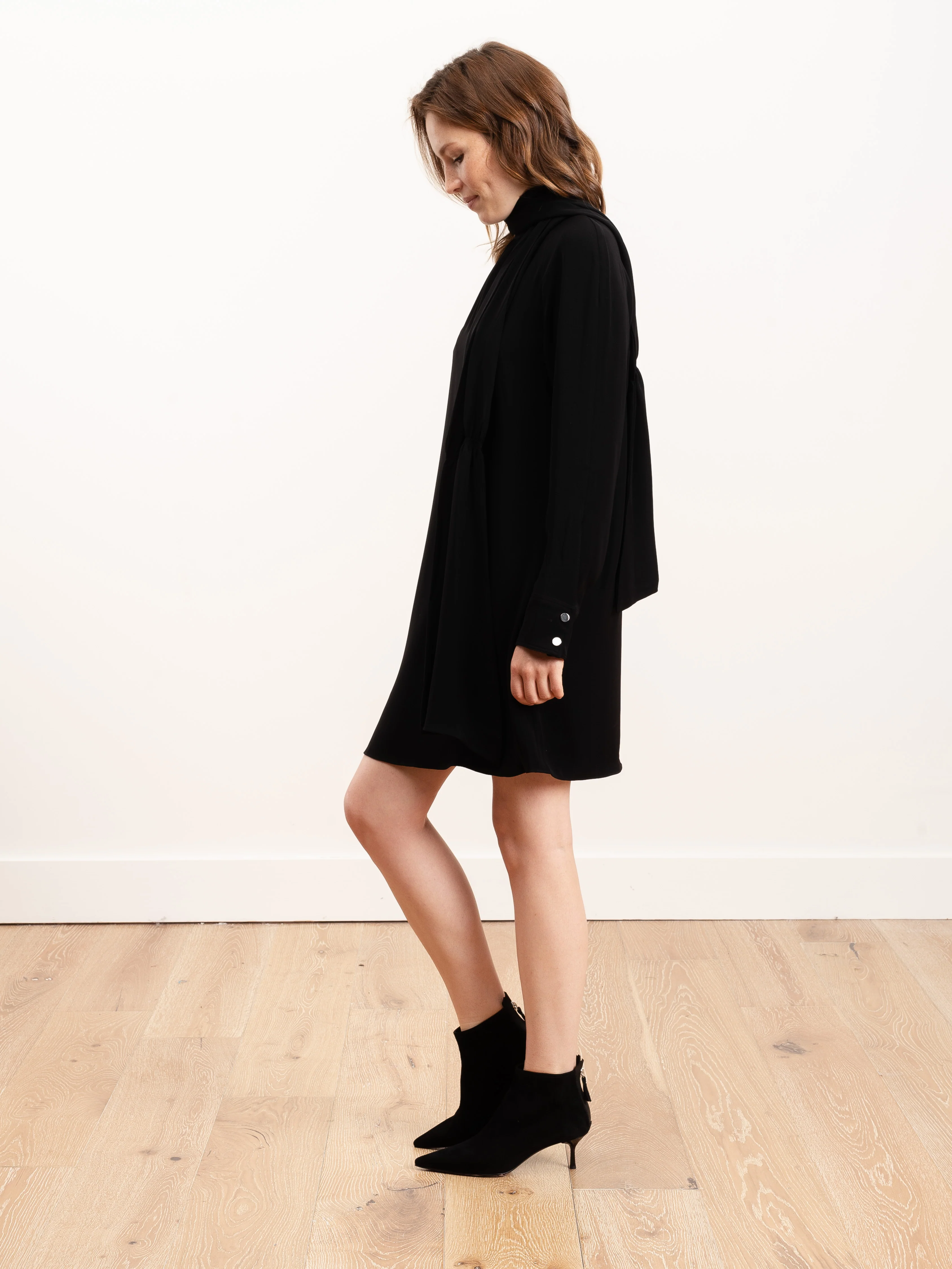 mockneck shirred flap short dress - Image 2