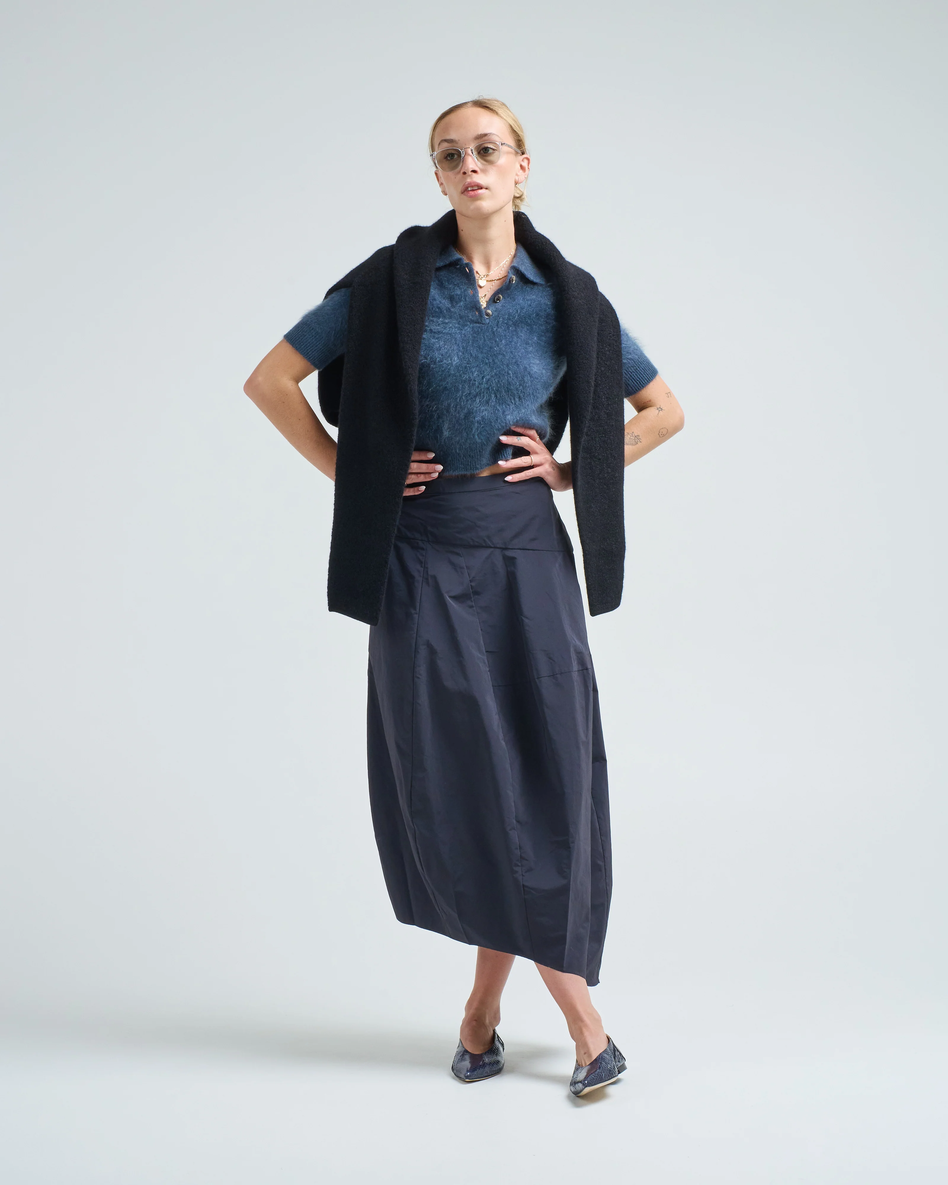 nylon asymmetrical balloon skirt - Image 2