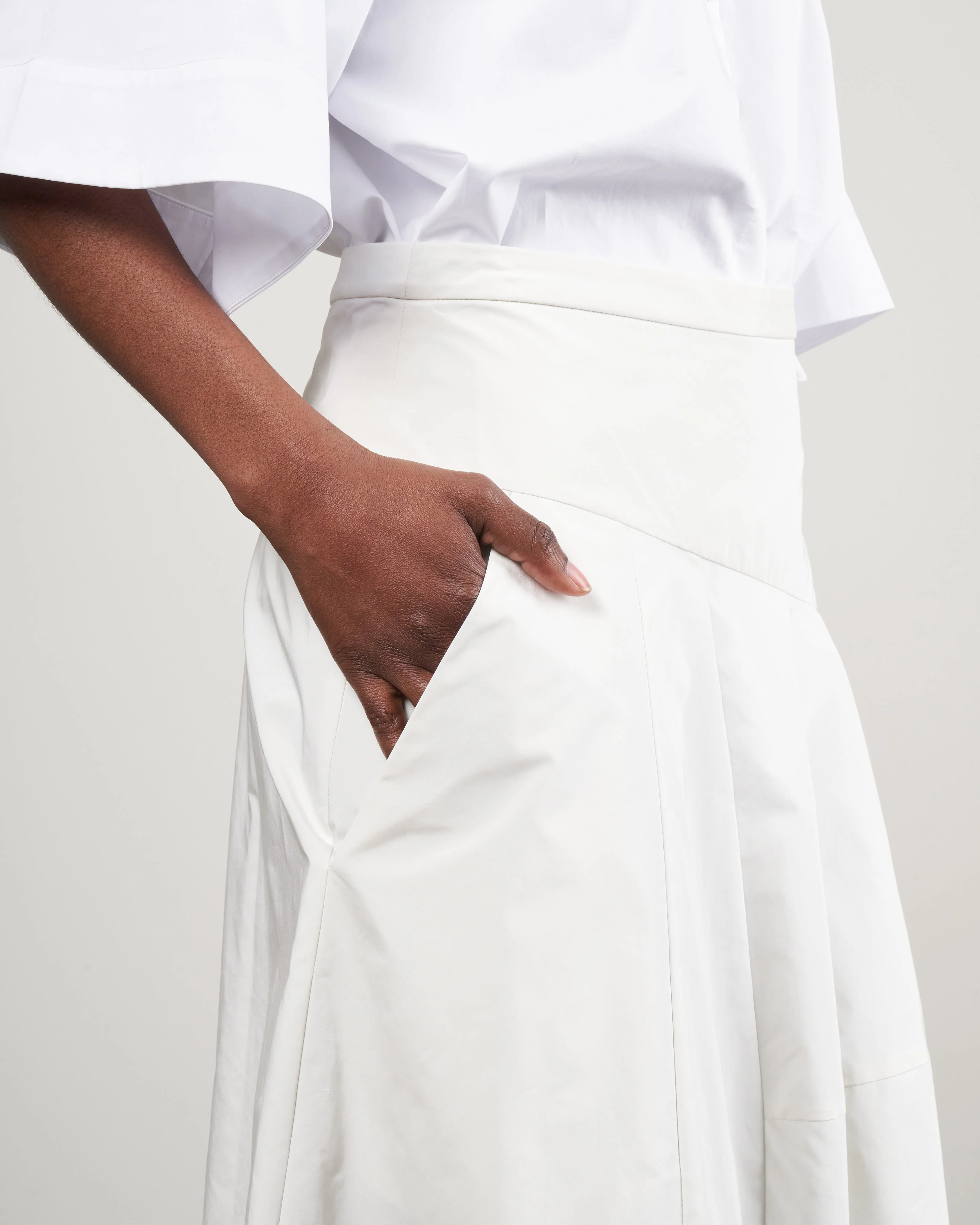 nylon asymmetrical balloon skirt - white - Image 5