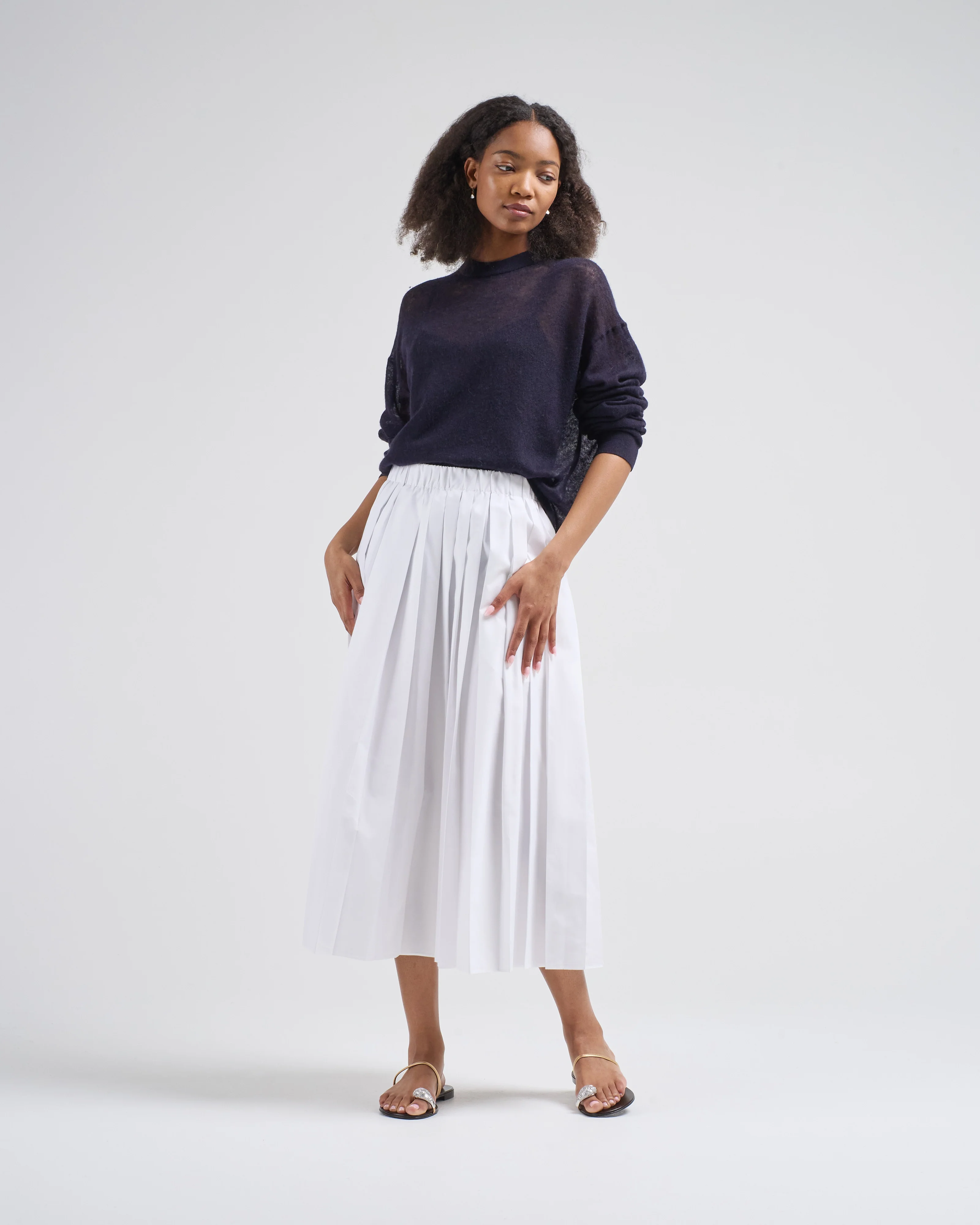 nylon pleated pull on skirt - Image 2