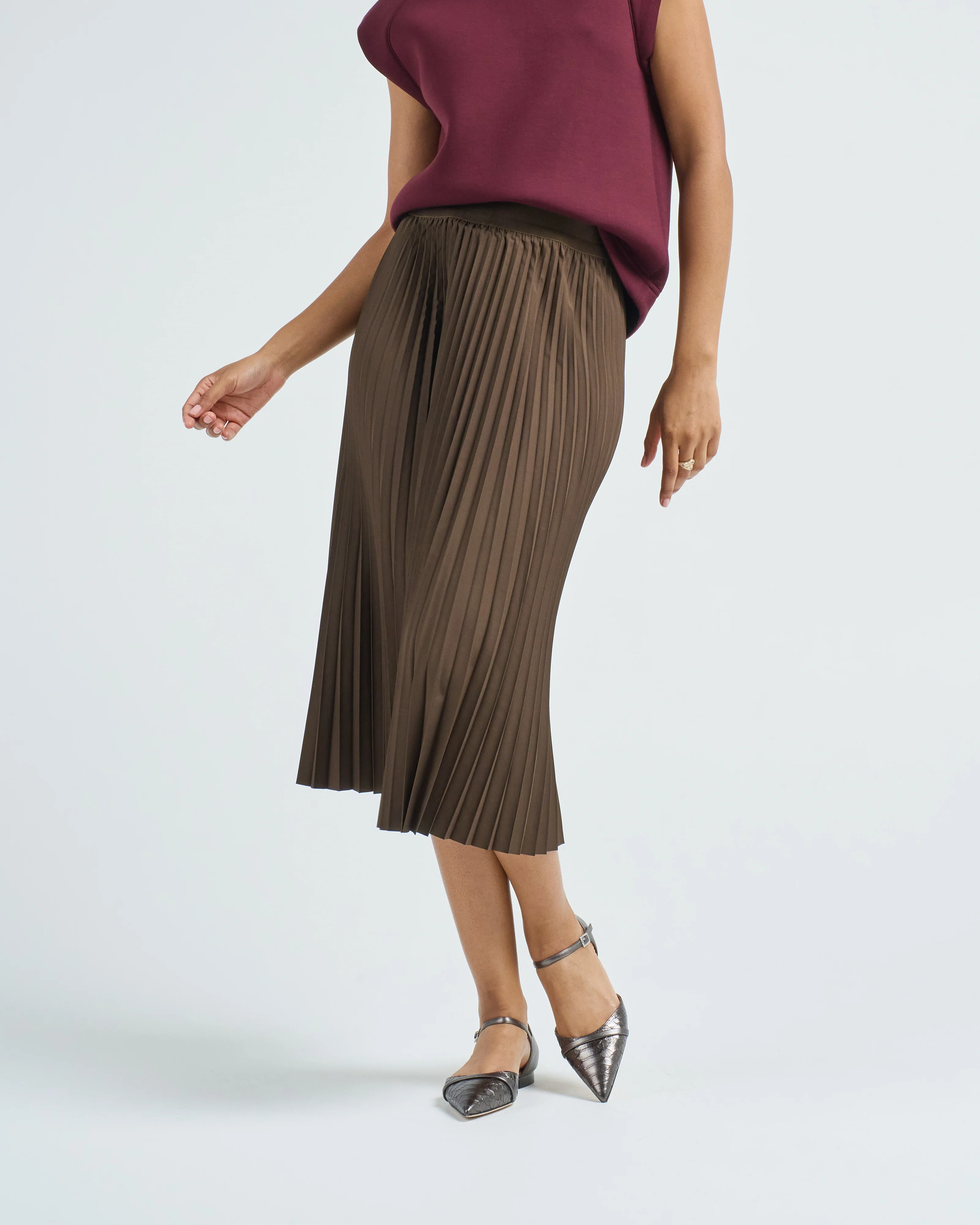 nylon pleating sunray pullon skirt - Image 2