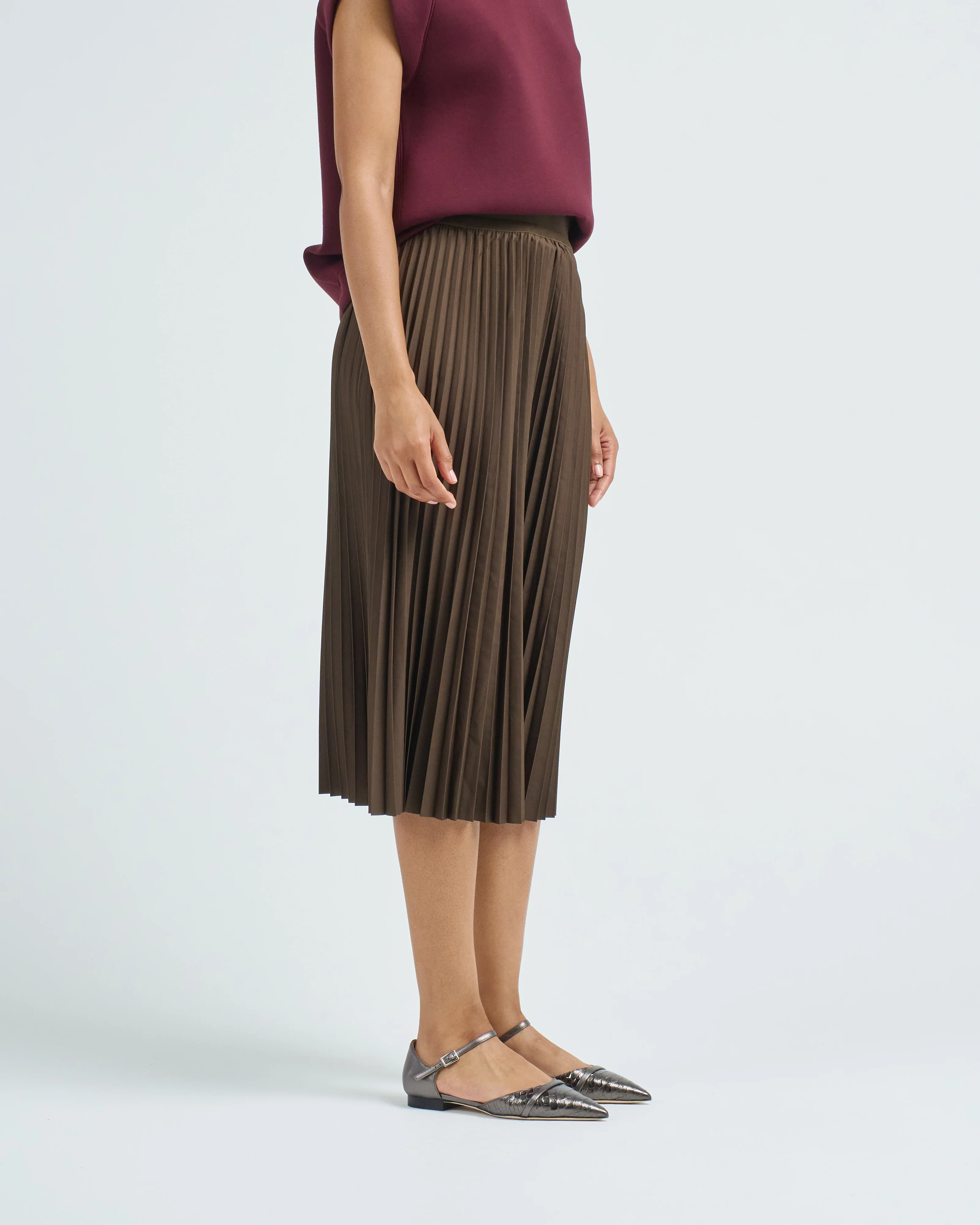 nylon pleating sunray pullon skirt - Image 3