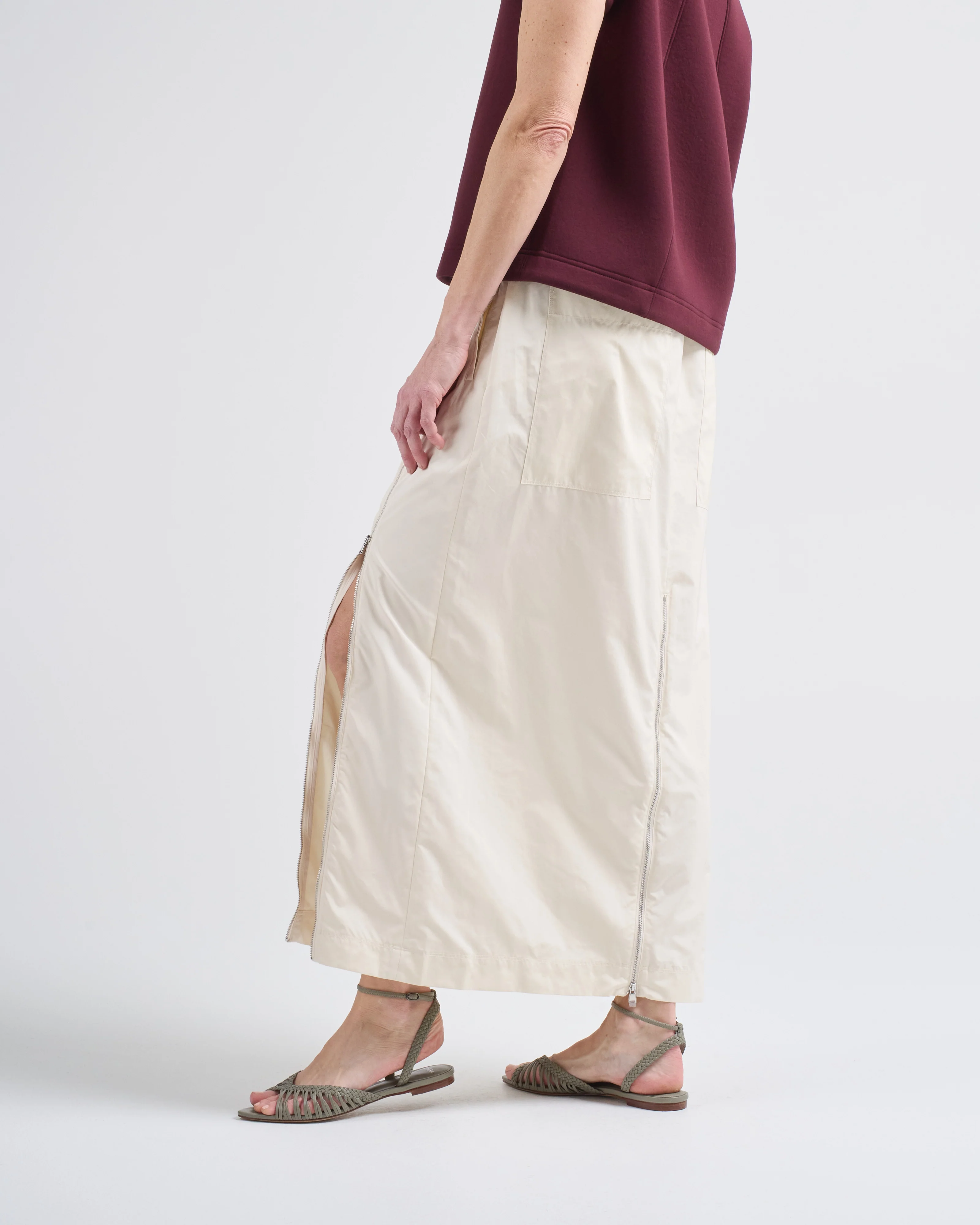 nylon zipper maxi skirt - Image 4