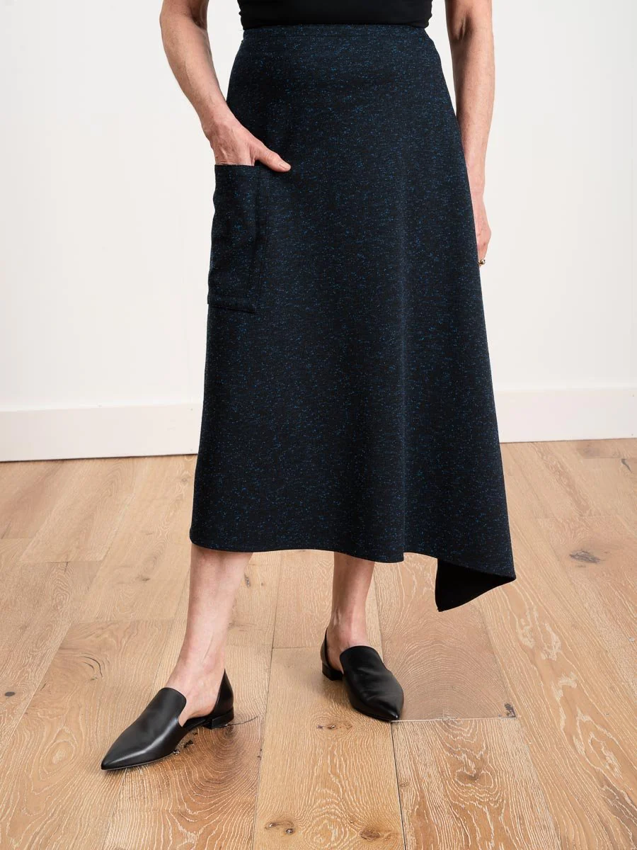 origami skirt - black/blue multi