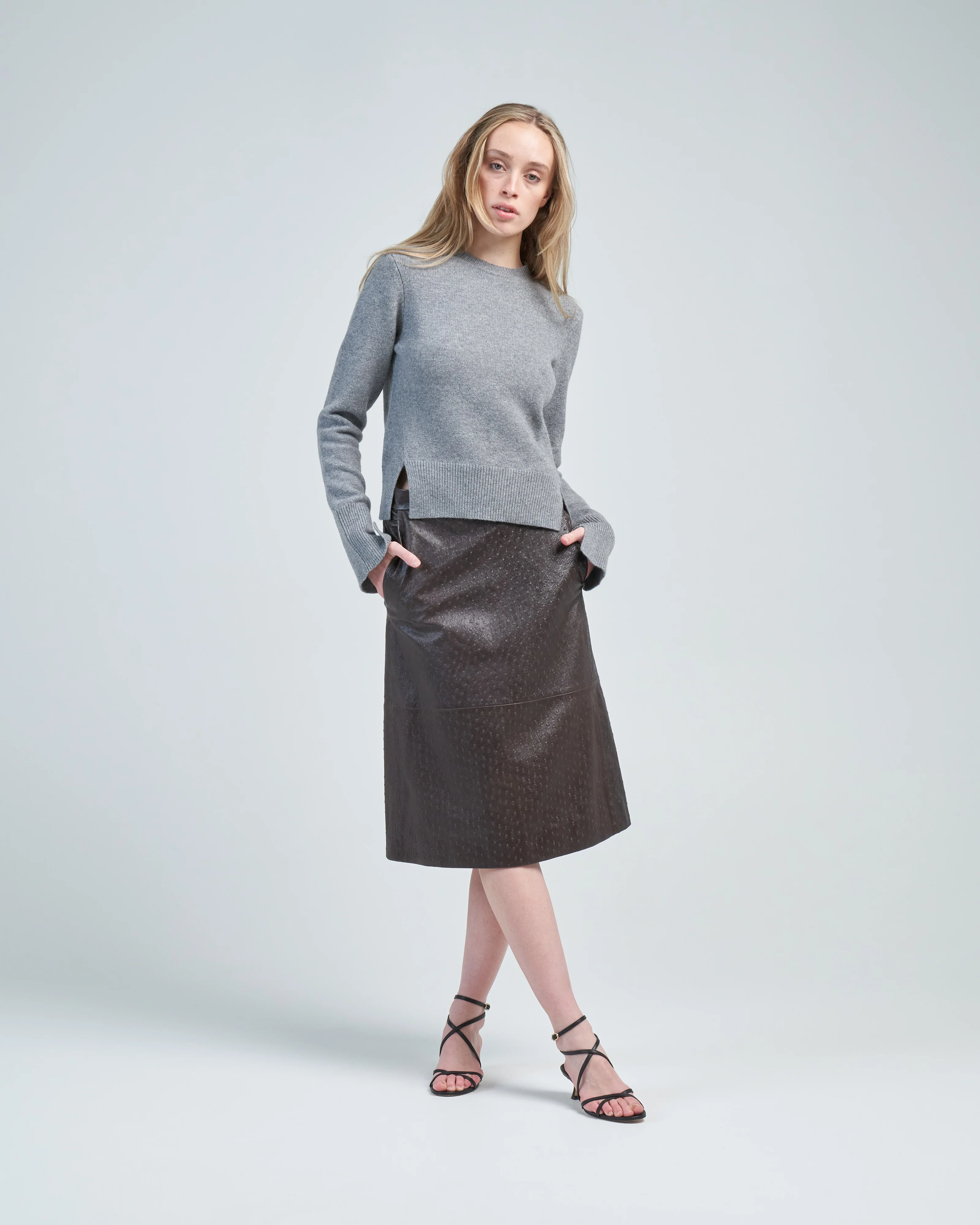 ostrich leather aline skirt - Image 2