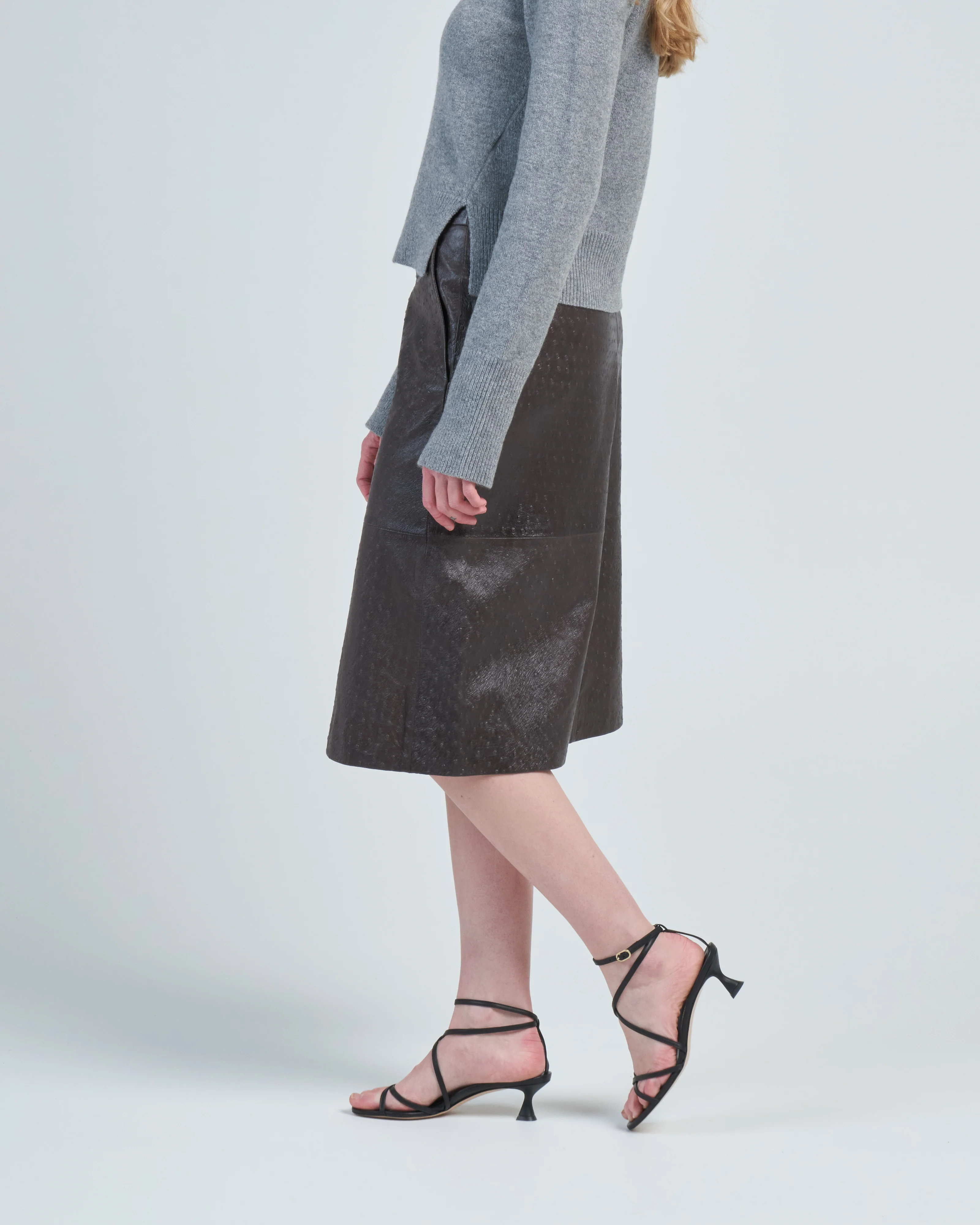 ostrich leather aline skirt - Image 3