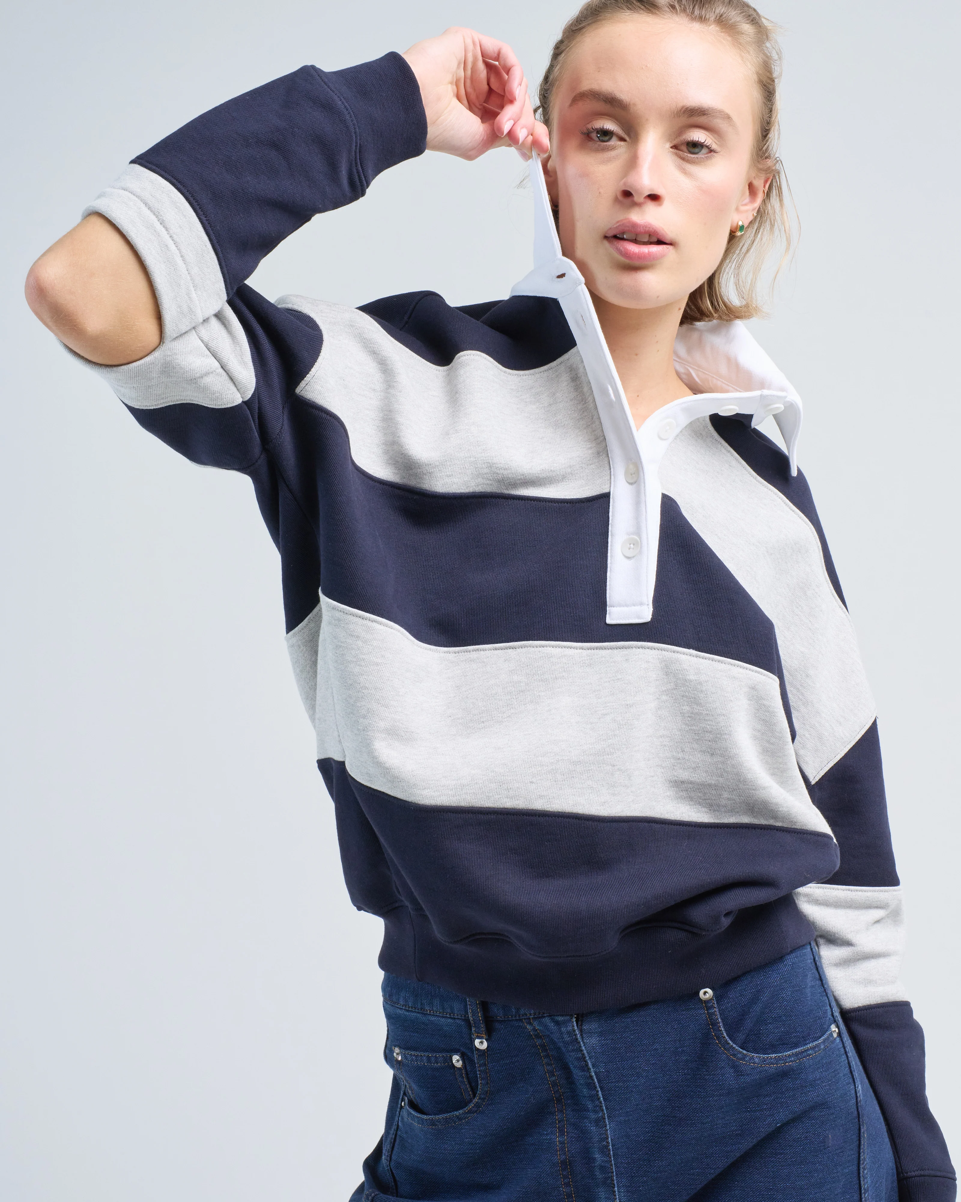 polo collar cocoon sweatshirt