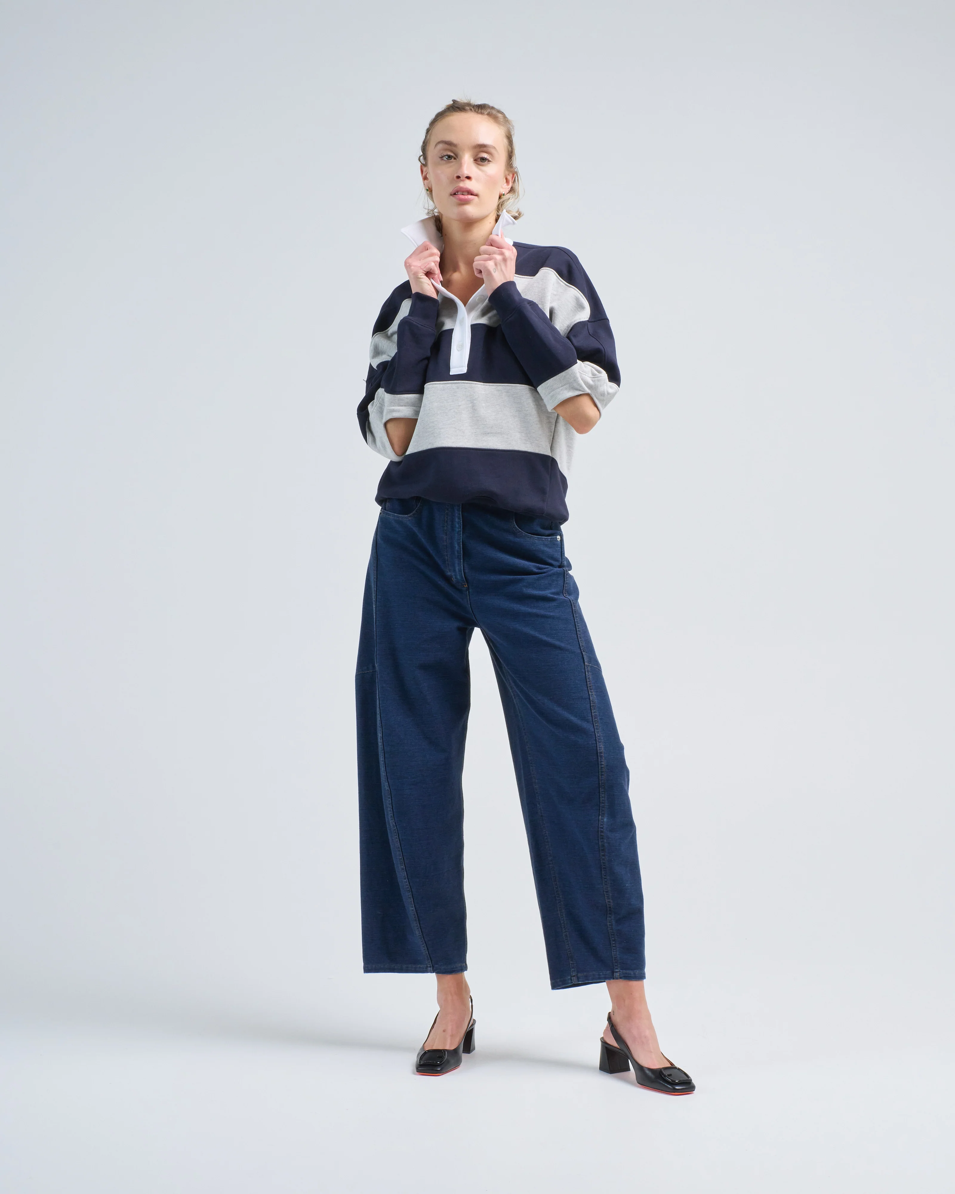 polo collar cocoon sweatshirt - Image 2