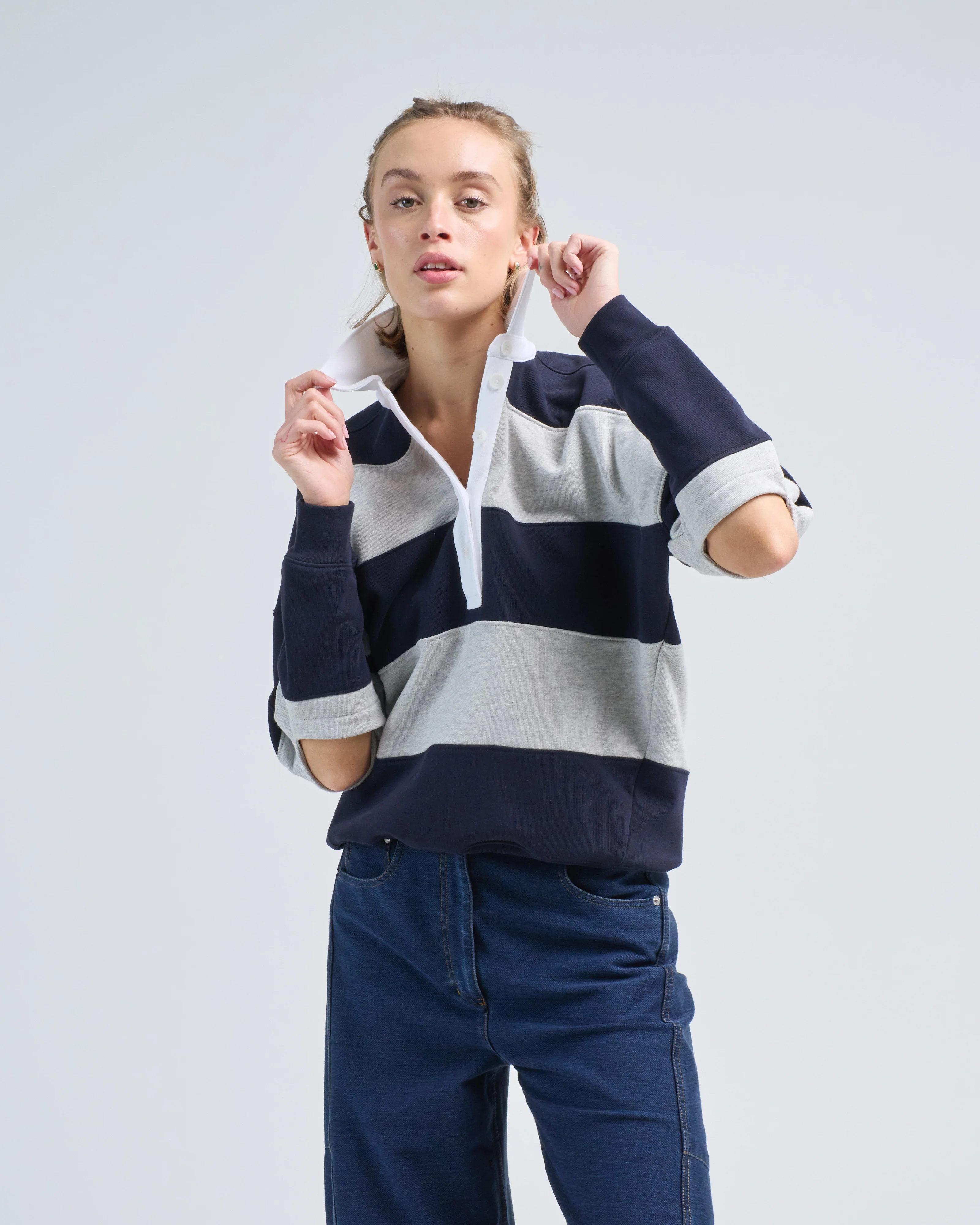 polo collar cocoon sweatshirt - Image 3