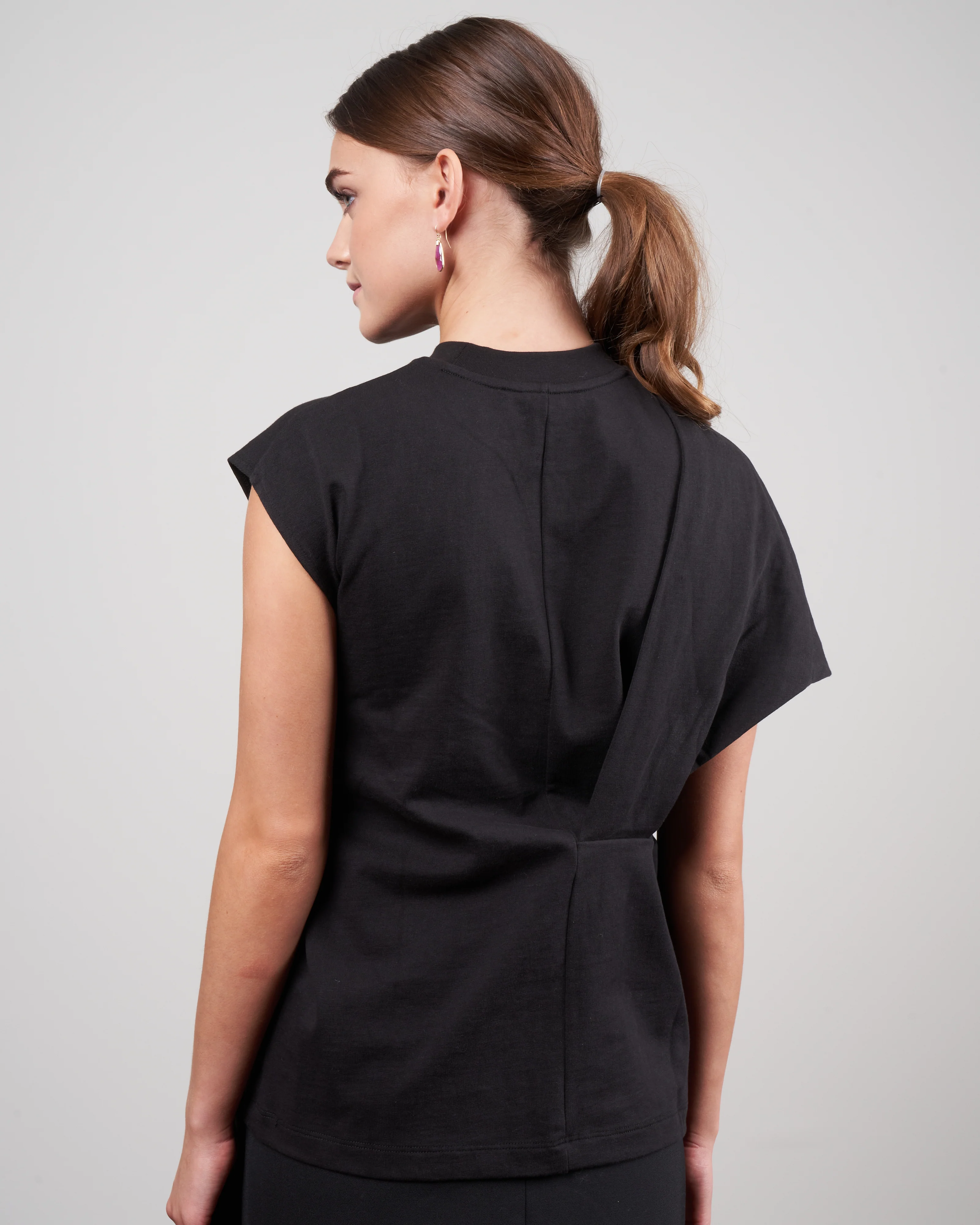 punto milano draped tshirt - black - Image 4