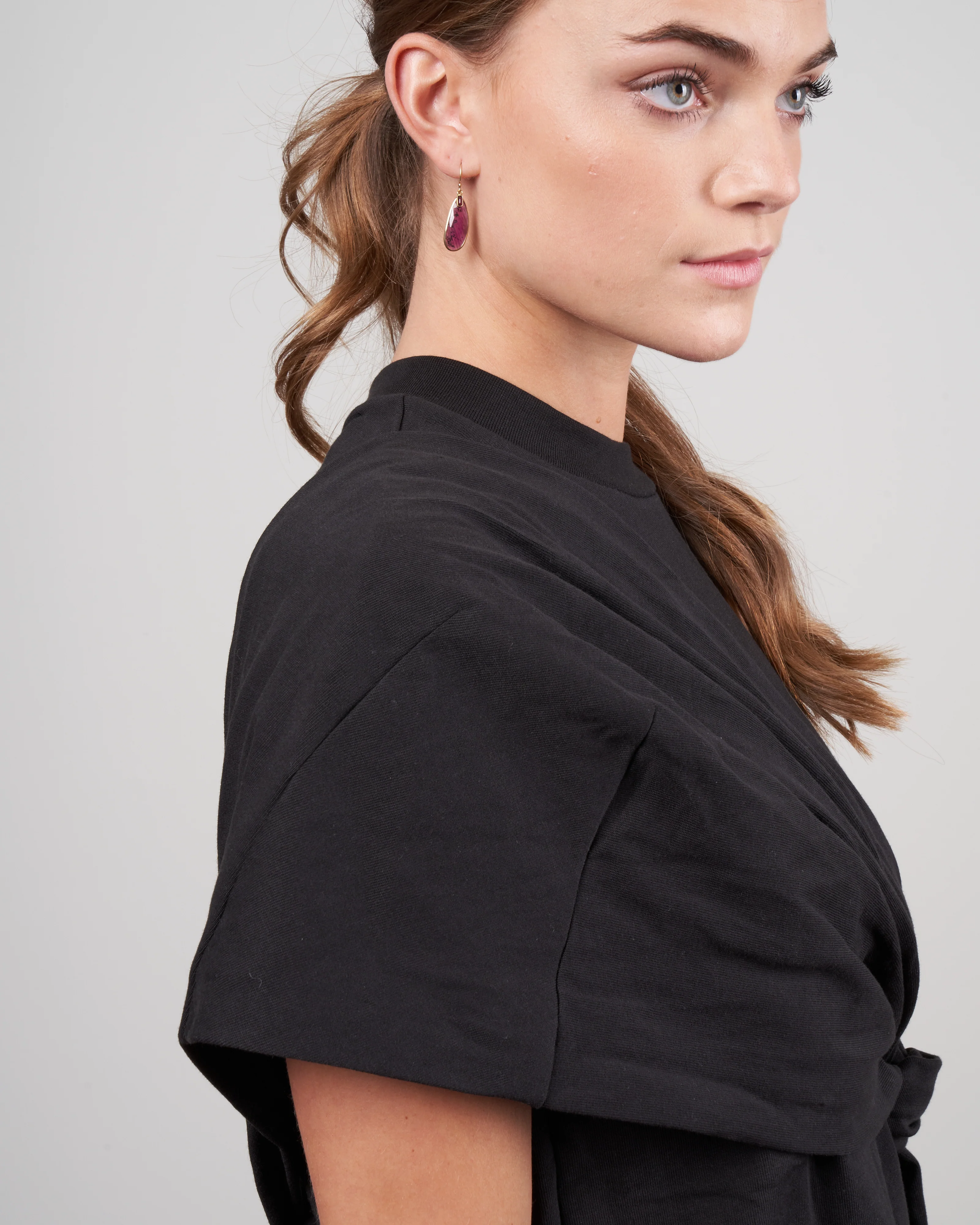 punto milano draped tshirt - black - Image 5