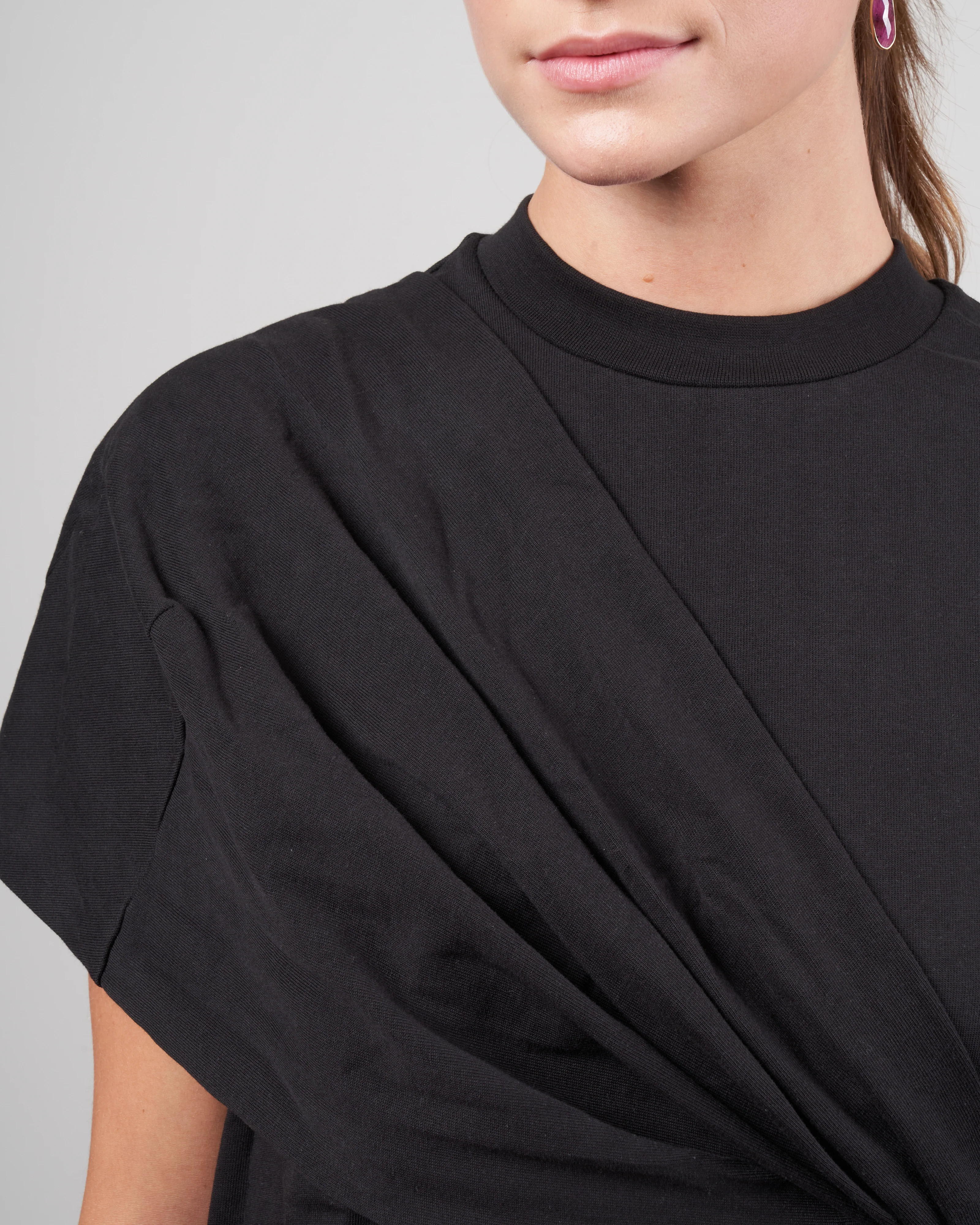 punto milano draped tshirt - black - Image 6