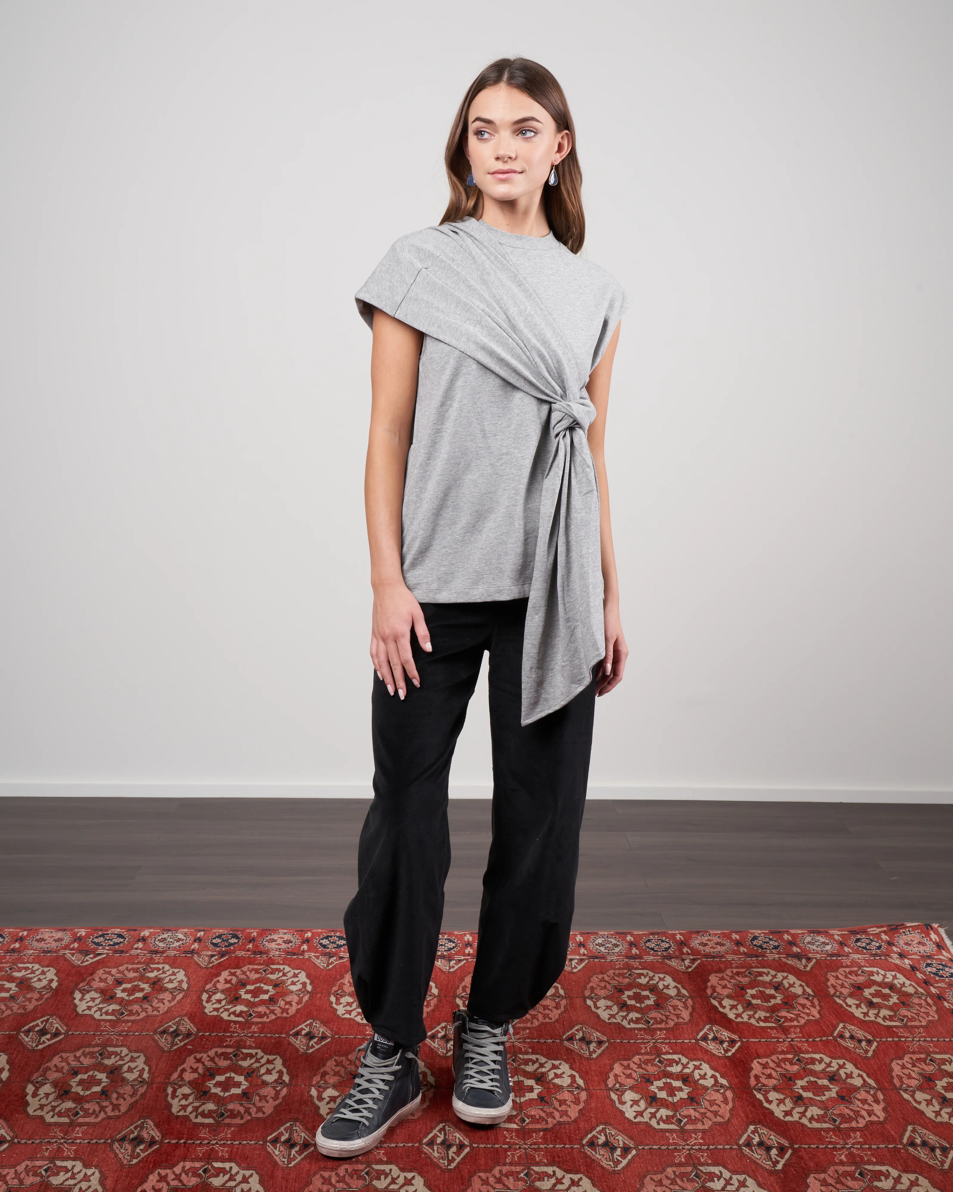 punto milano draped tshirt - heather grey - Image 2