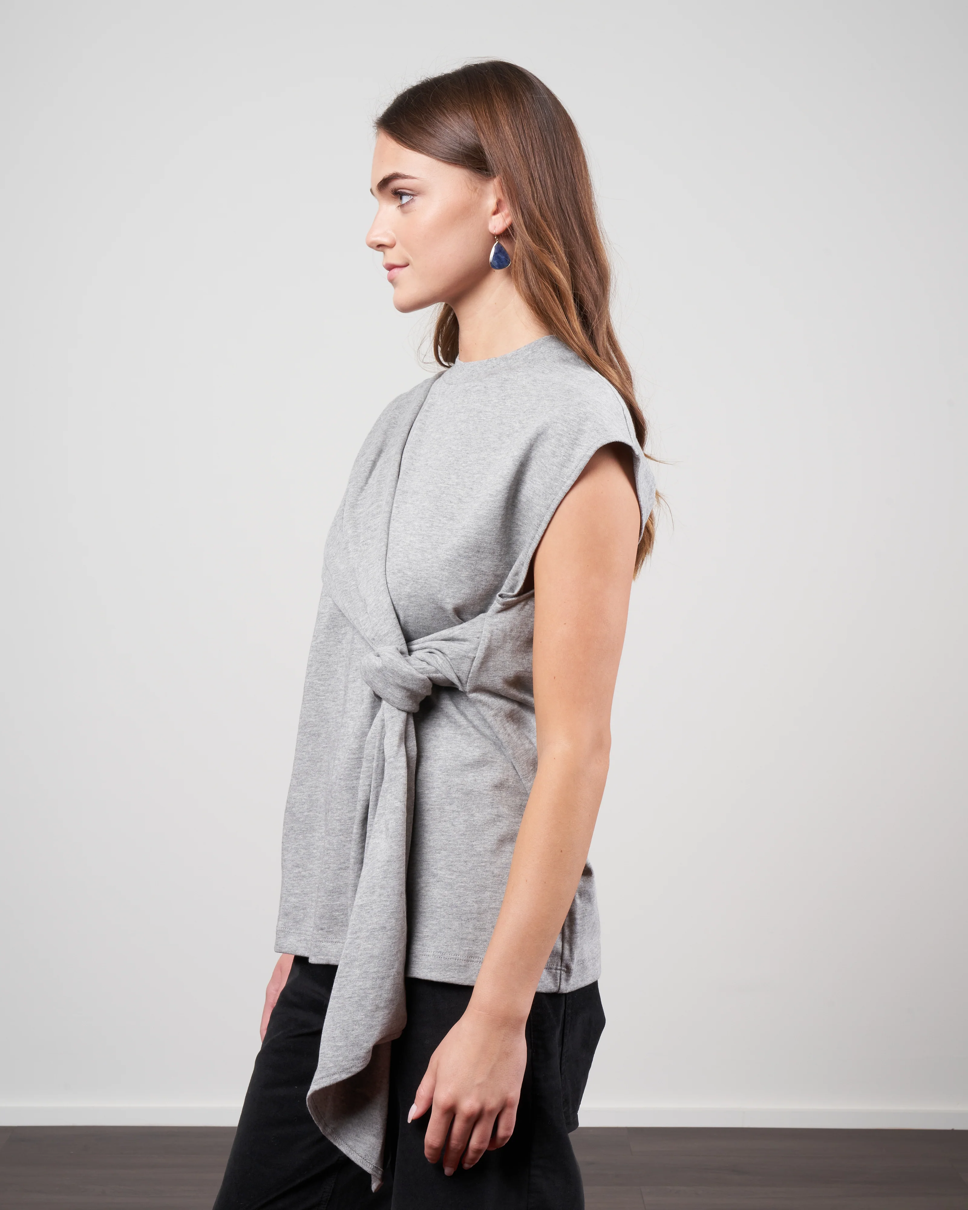 punto milano draped tshirt - heather grey - Image 3