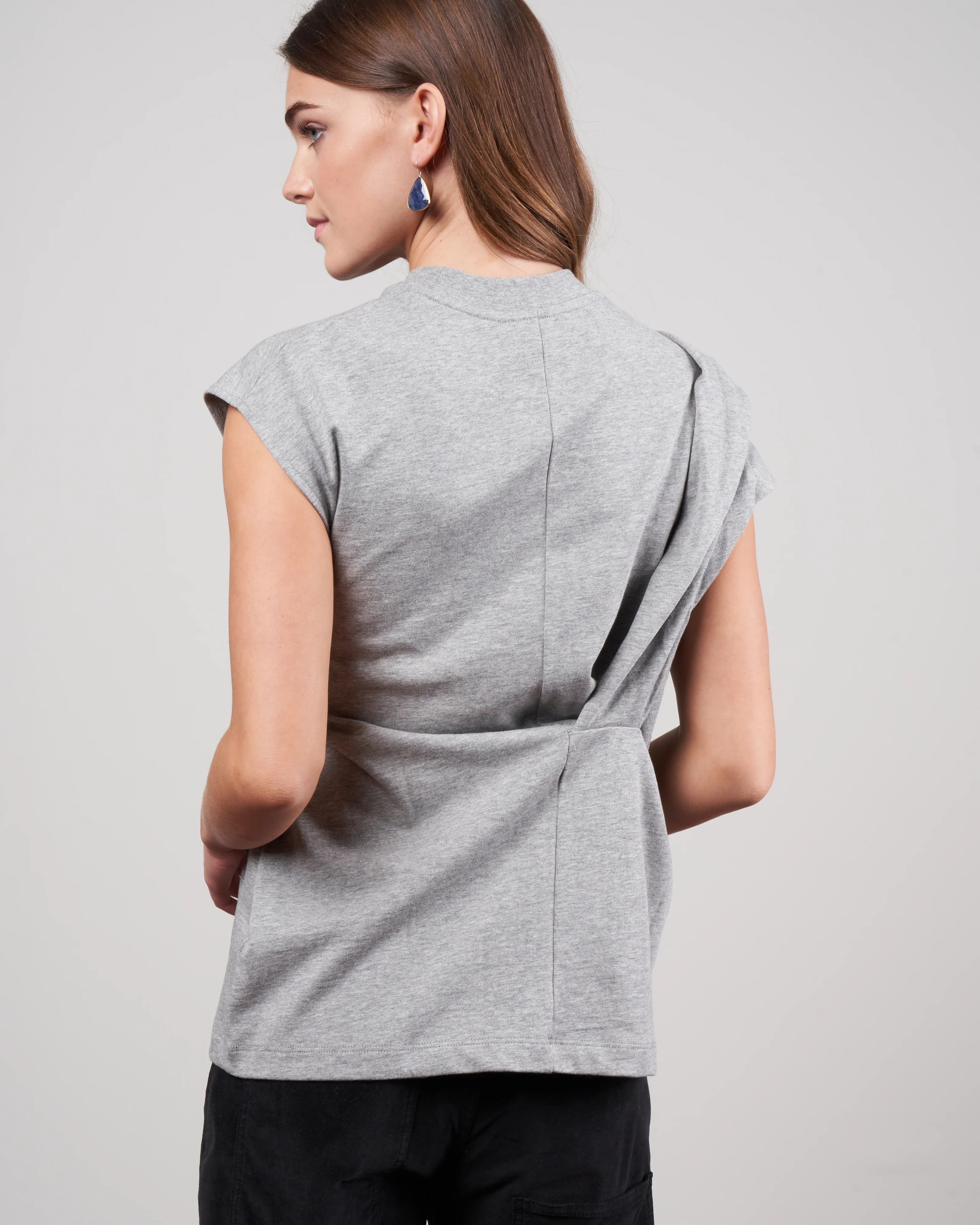 punto milano draped tshirt - heather grey - Image 4
