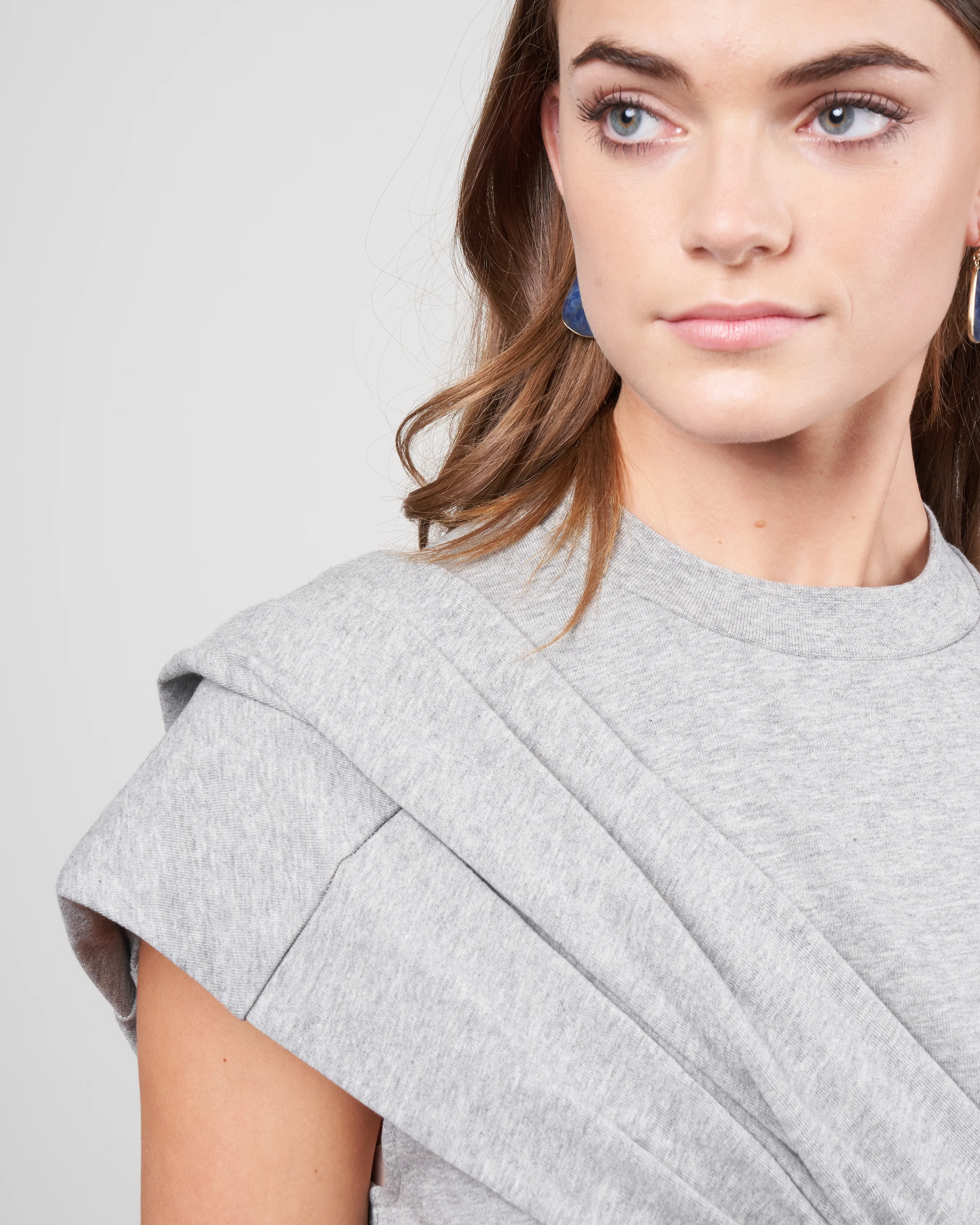 punto milano draped tshirt - heather grey - Image 5