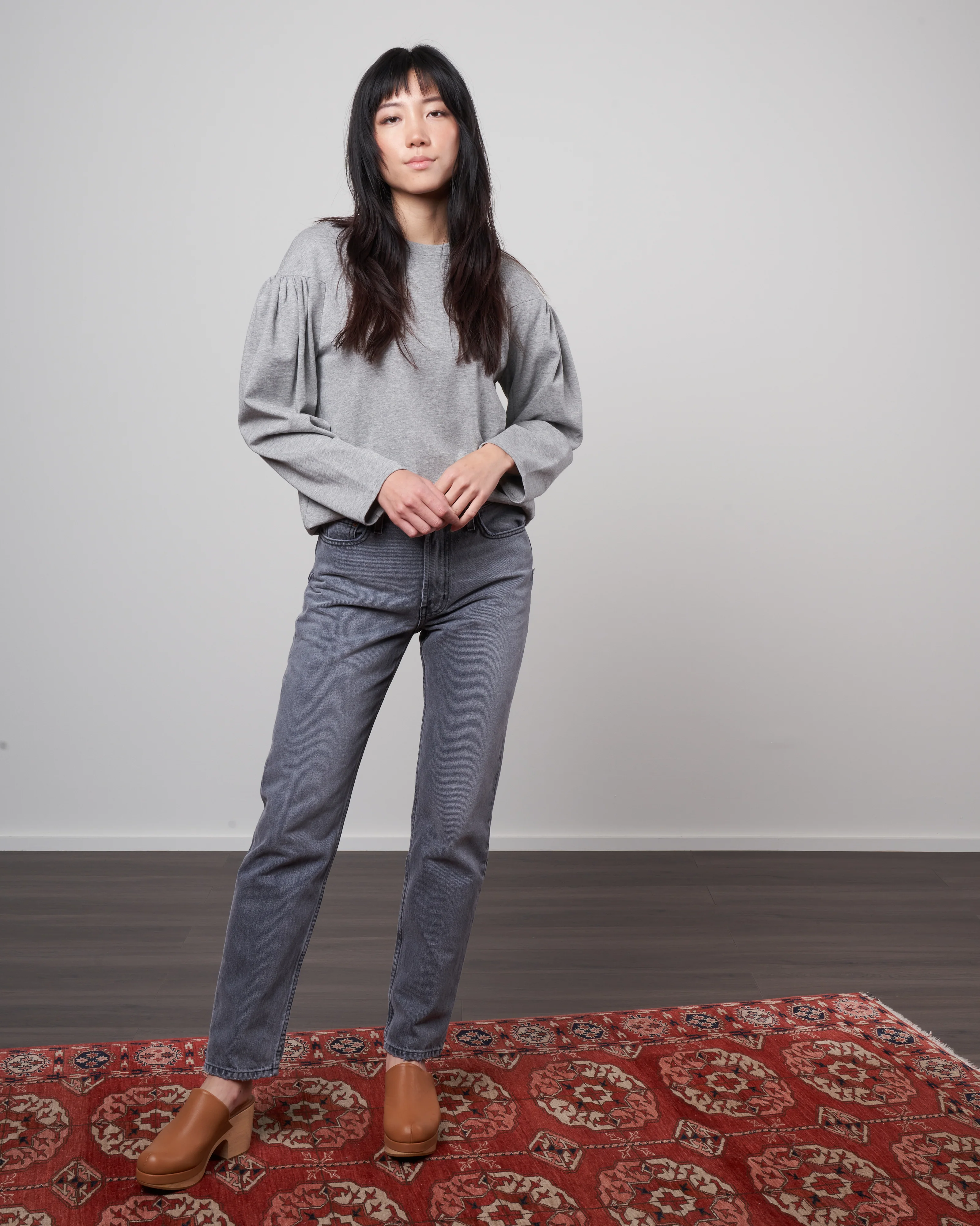 punto milano puff sleeve sweatshirt - heather grey - Image 2