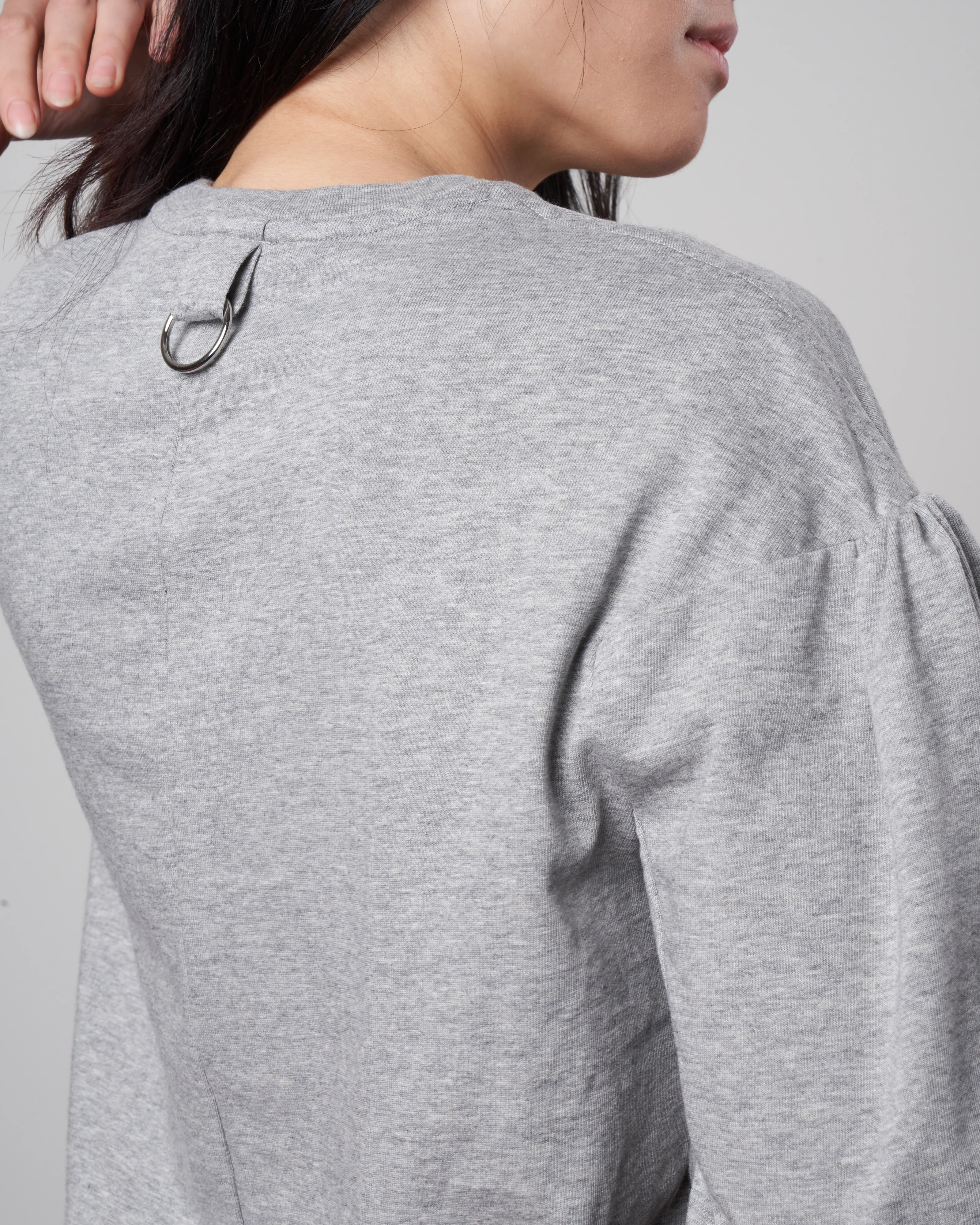 punto milano puff sleeve sweatshirt - heather grey - Image 4