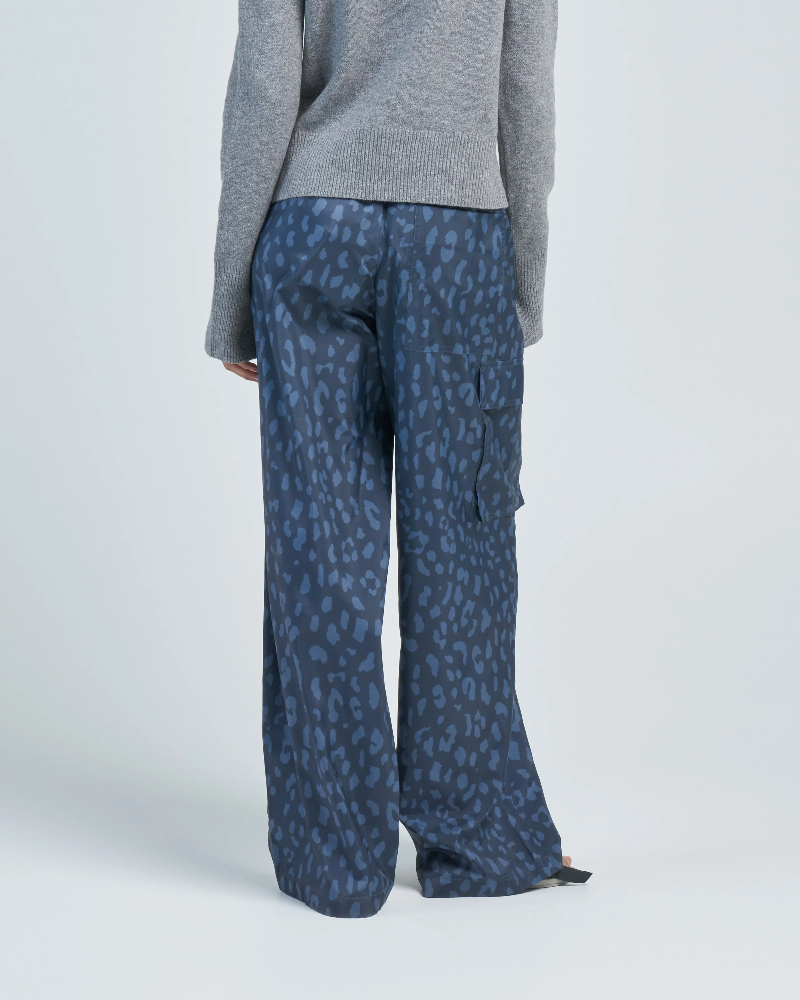 recycled sporty nylon cheetah wide leg pull on pant - Image 5