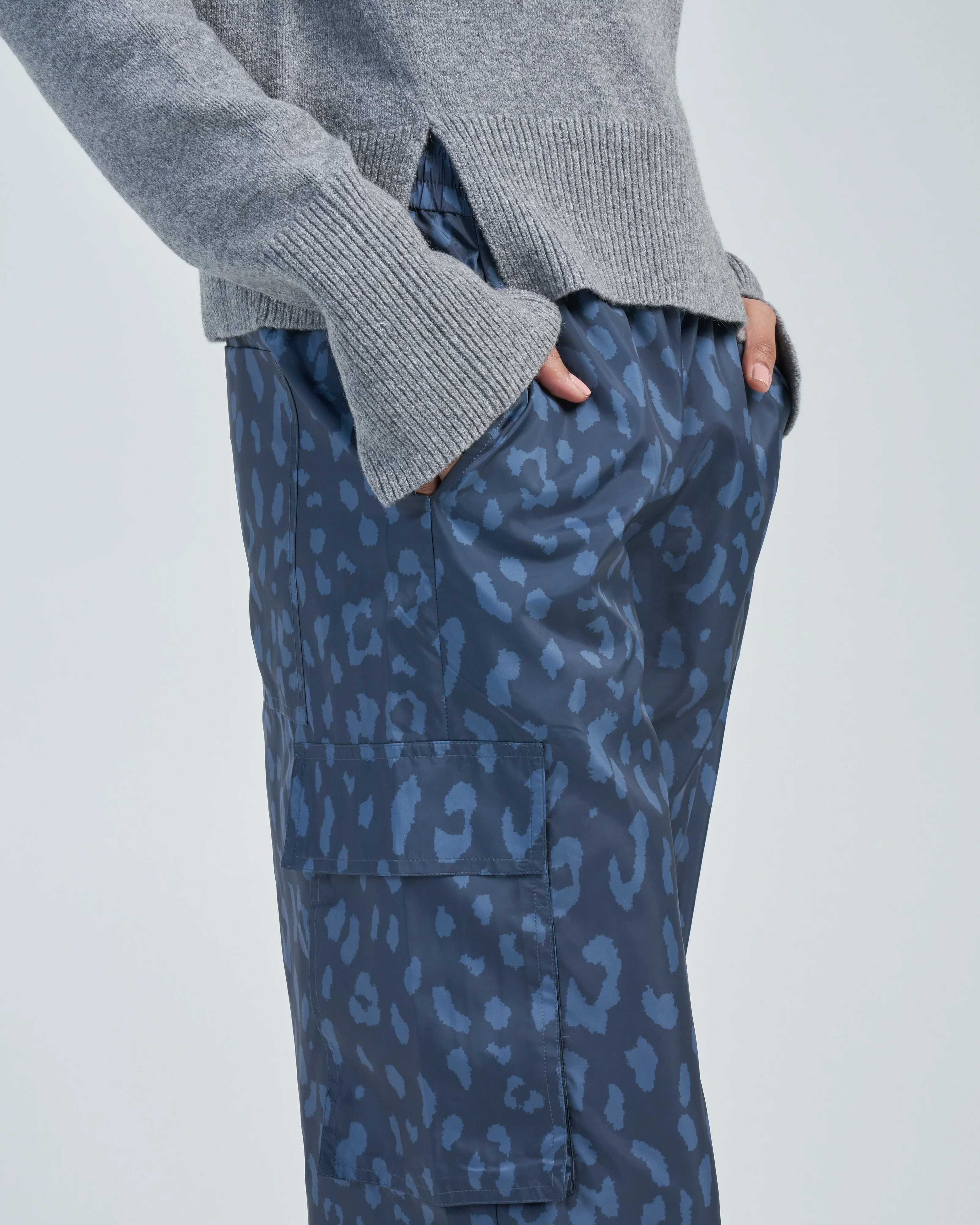 recycled sporty nylon cheetah wide leg pull on pant - Image 6