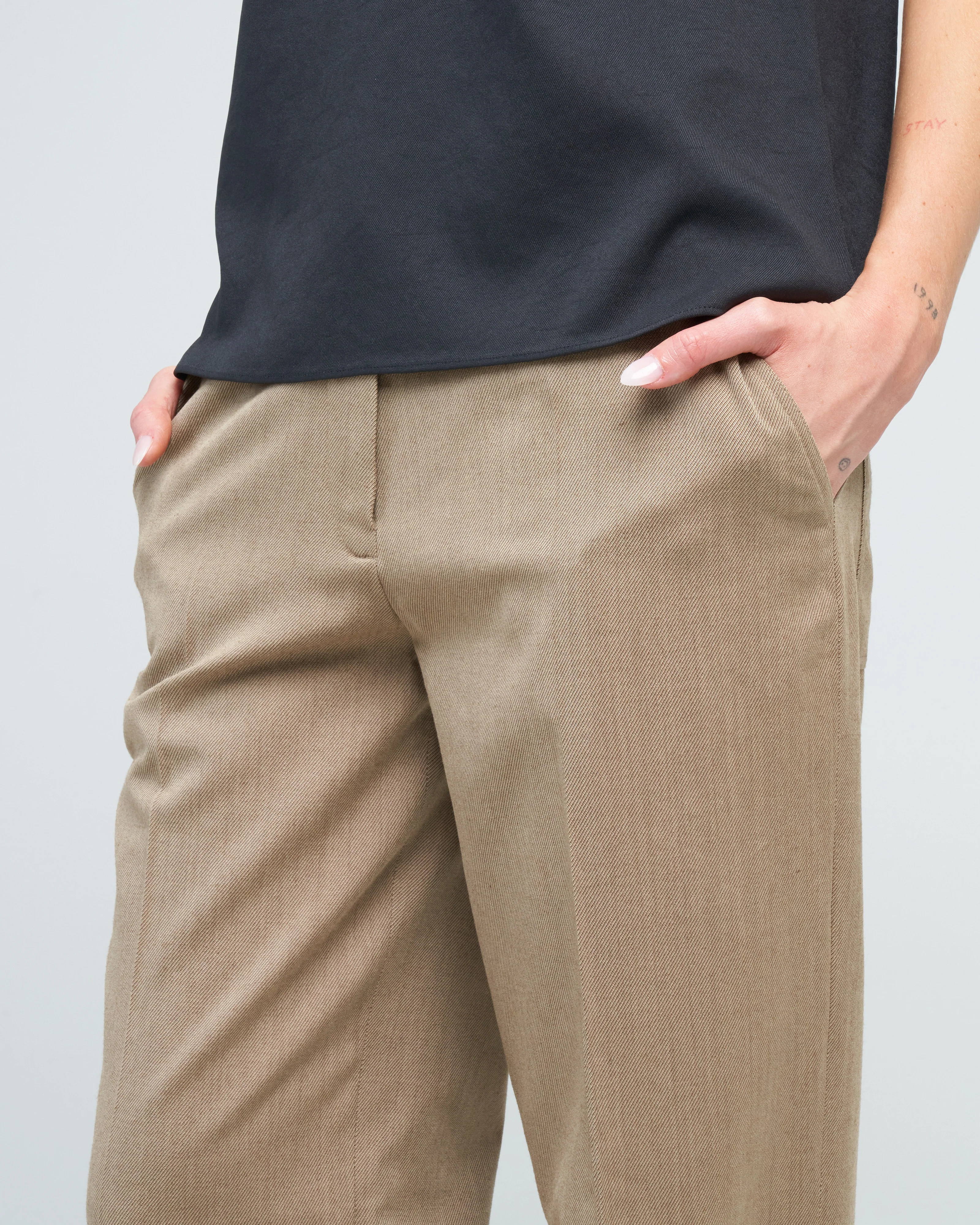 refined wool tricotine suiting rodney straight leg - dark tan - Image 5