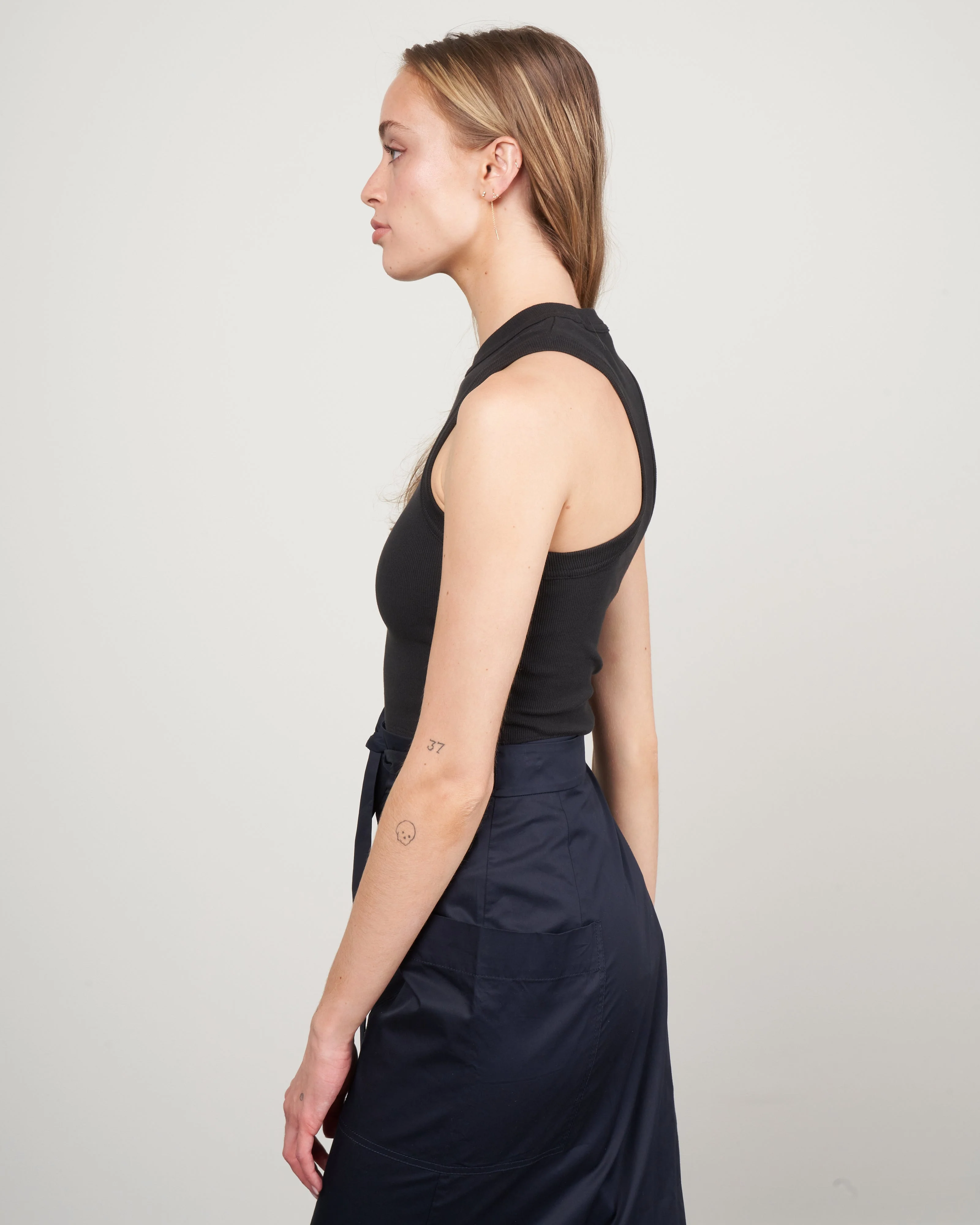 ribbed cropped tank - black black - Image 3