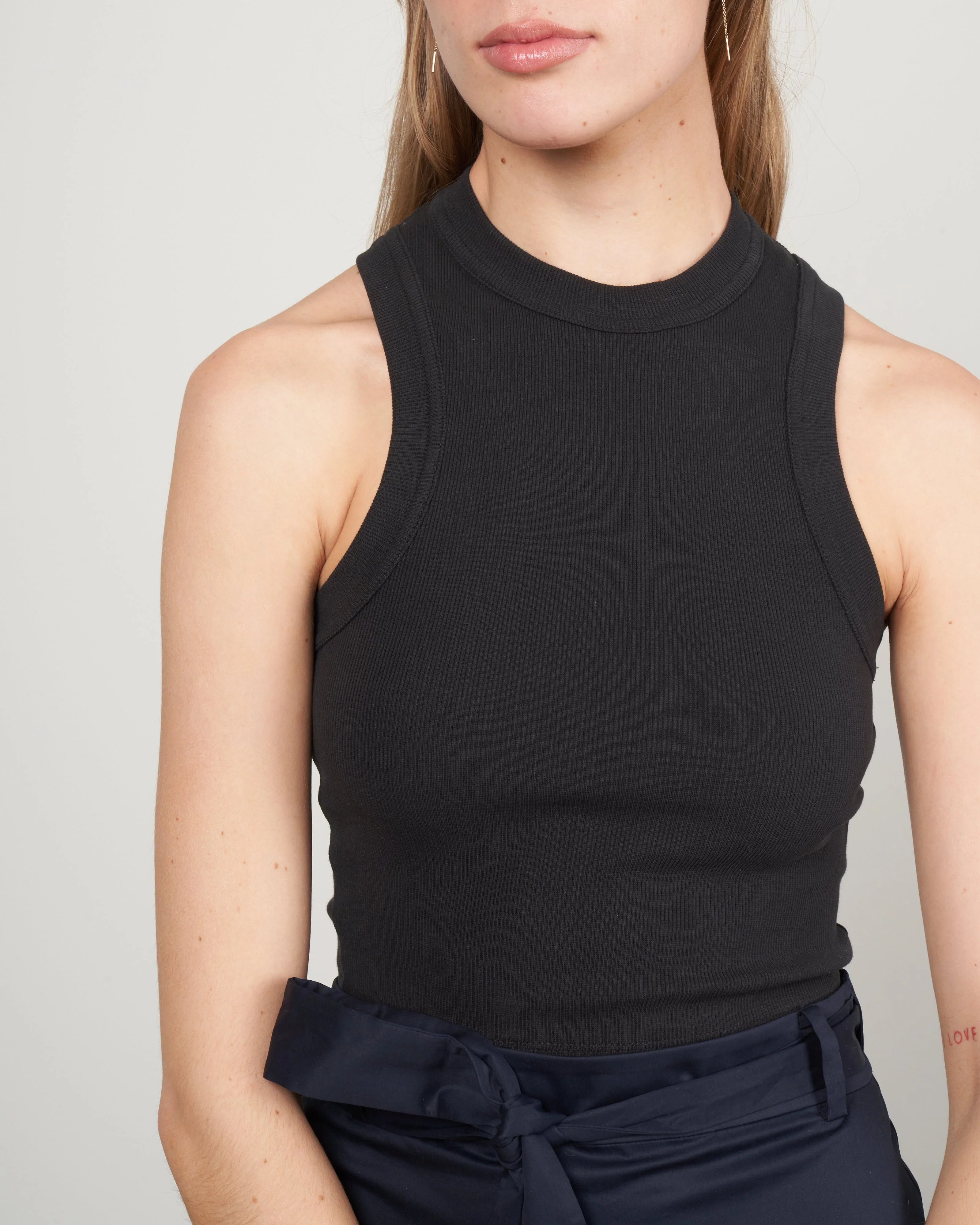 ribbed cropped tank - black black - Image 5