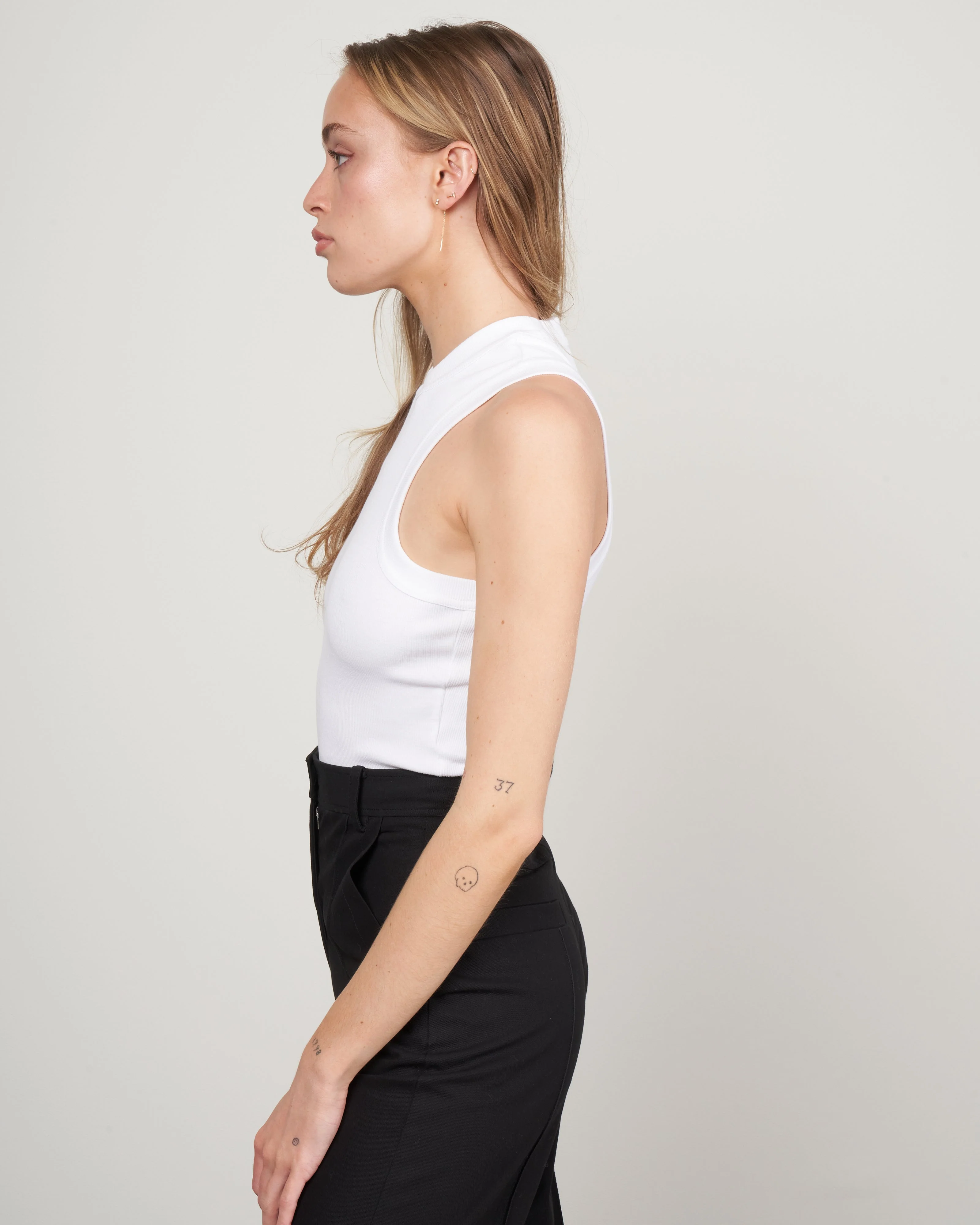 ribbed cropped tank - white white - Image 3