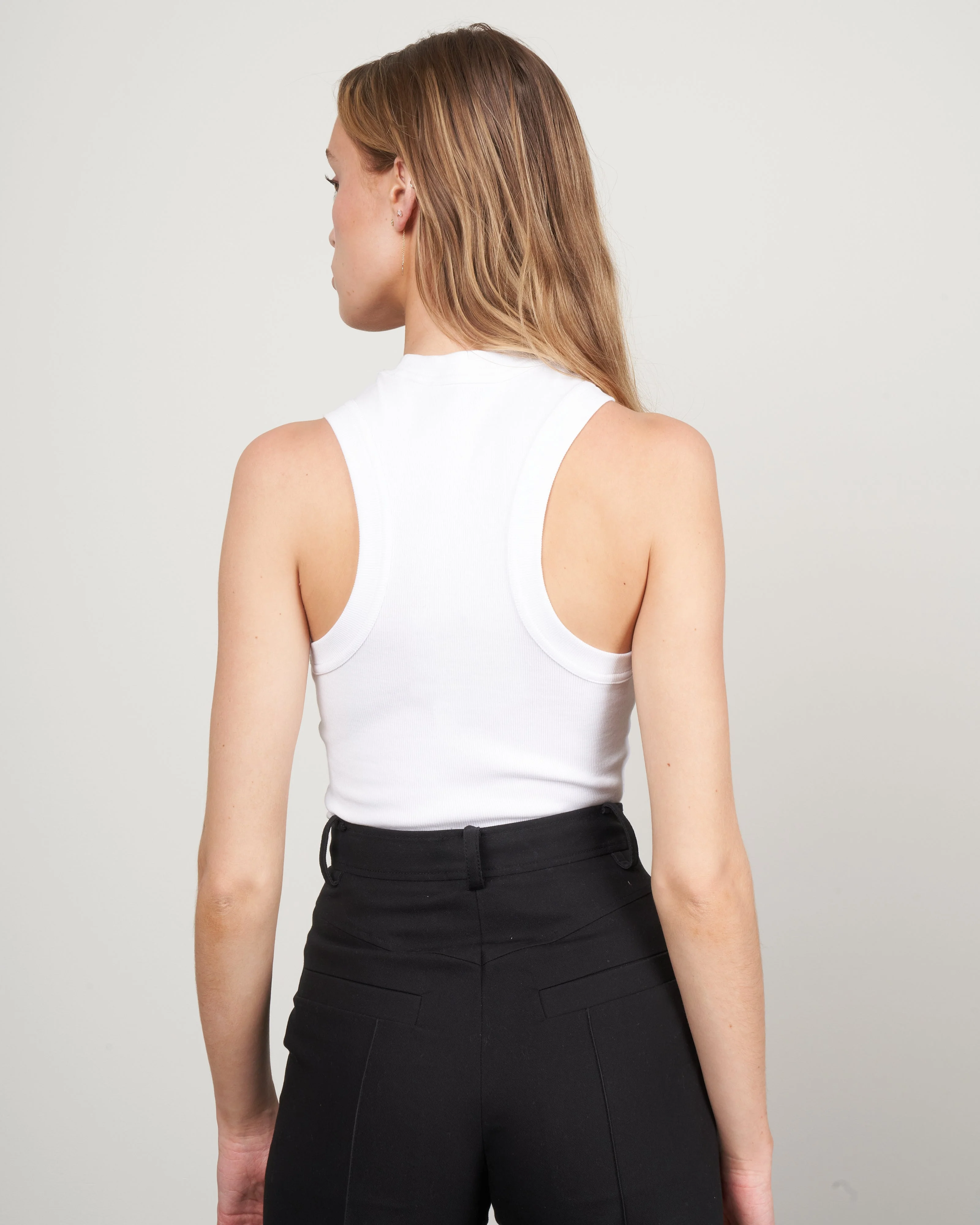 ribbed cropped tank - white white - Image 4