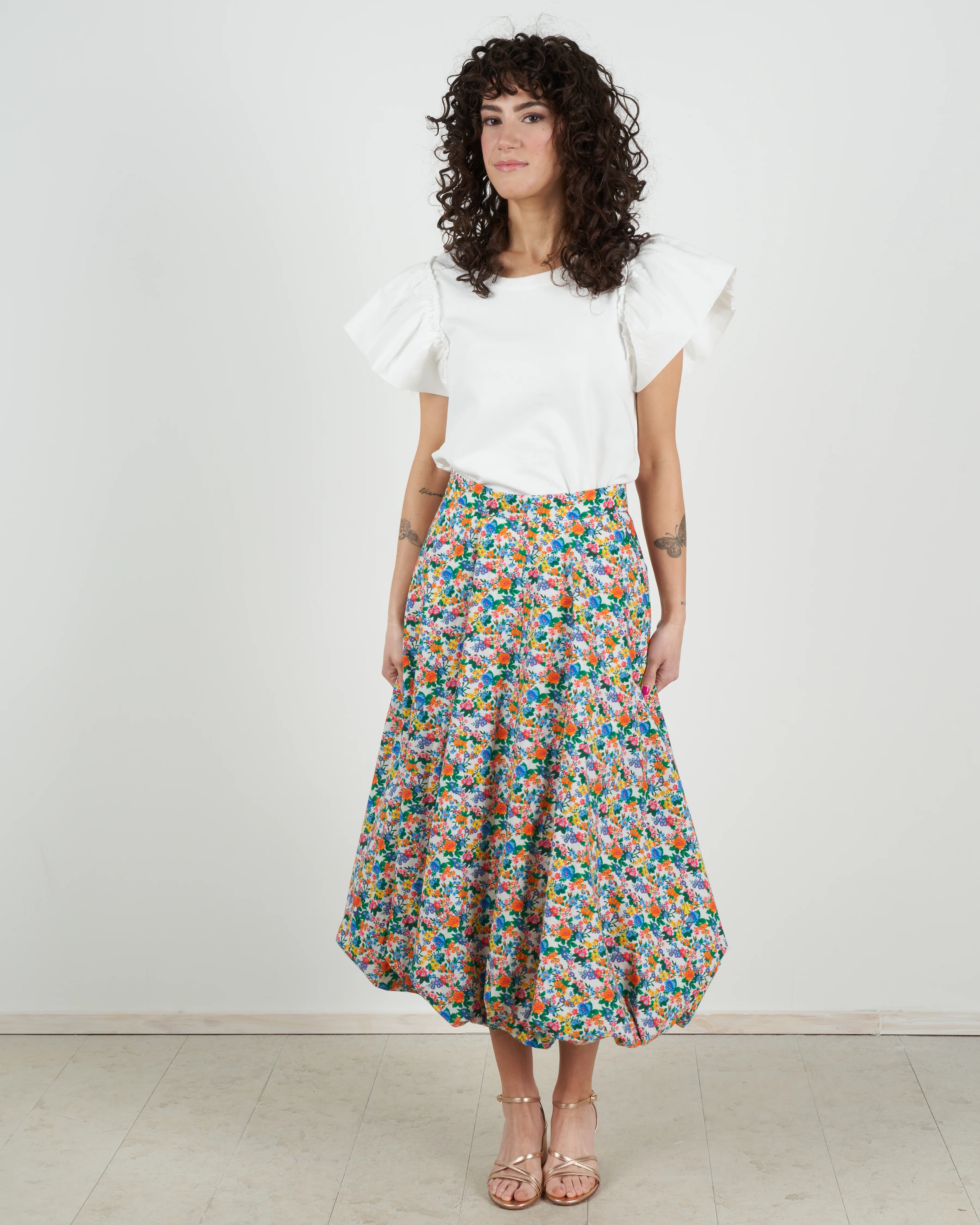 sabine floral bubble skirt - grey multi - Image 2