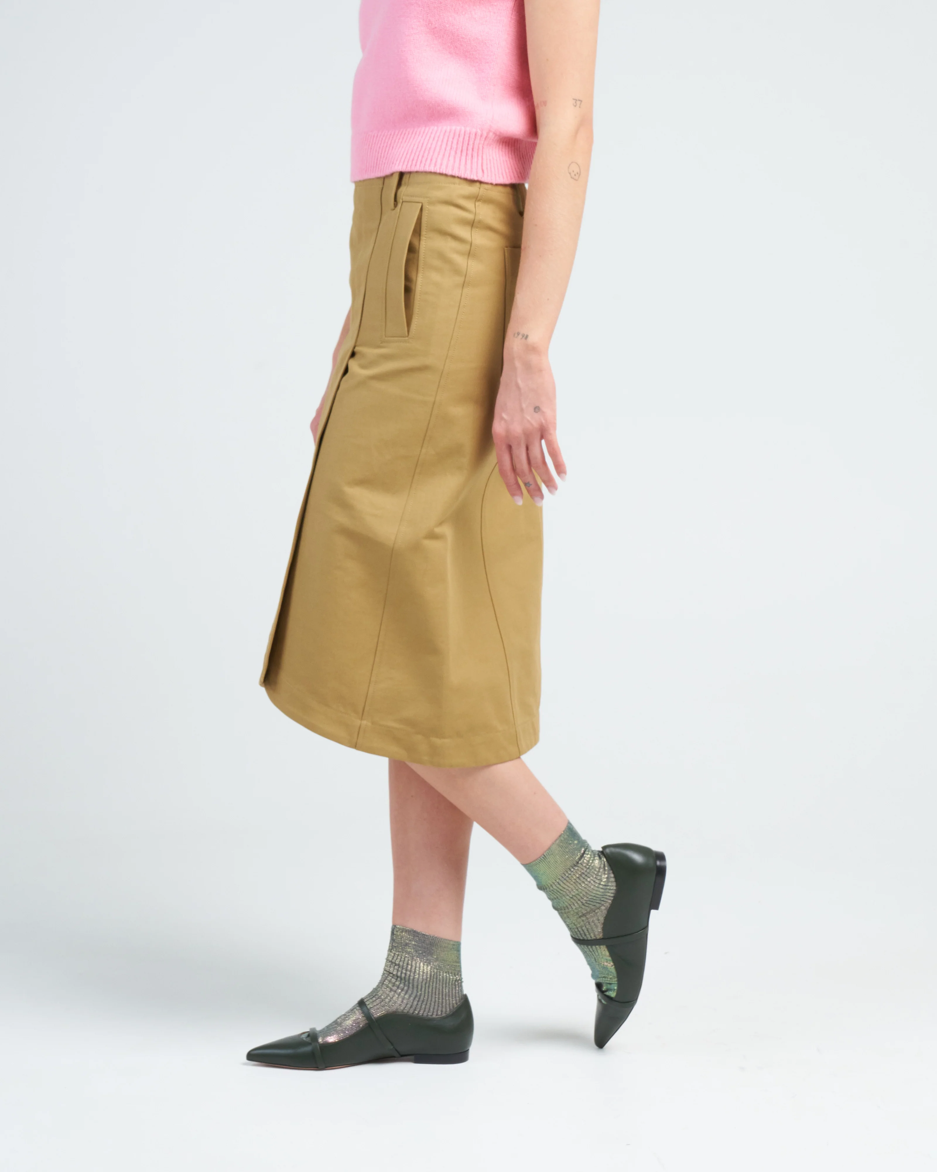 sculpted cotton pitched skirt - tan - Image 3