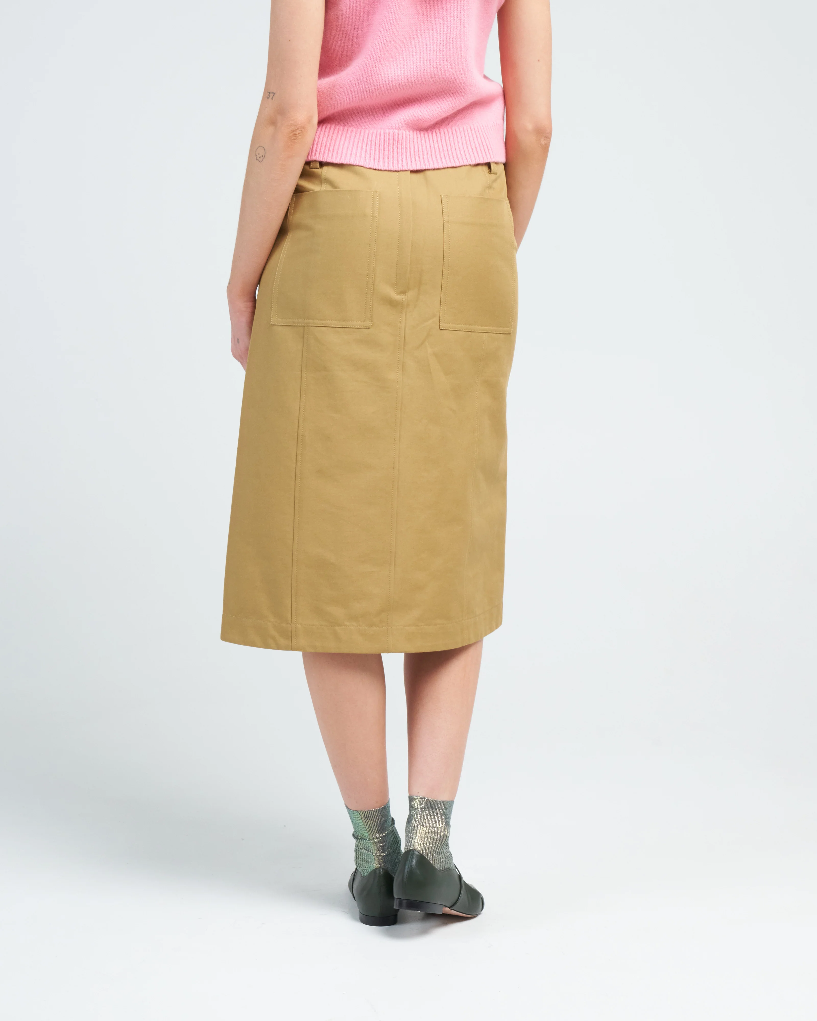 sculpted cotton pitched skirt - tan - Image 4
